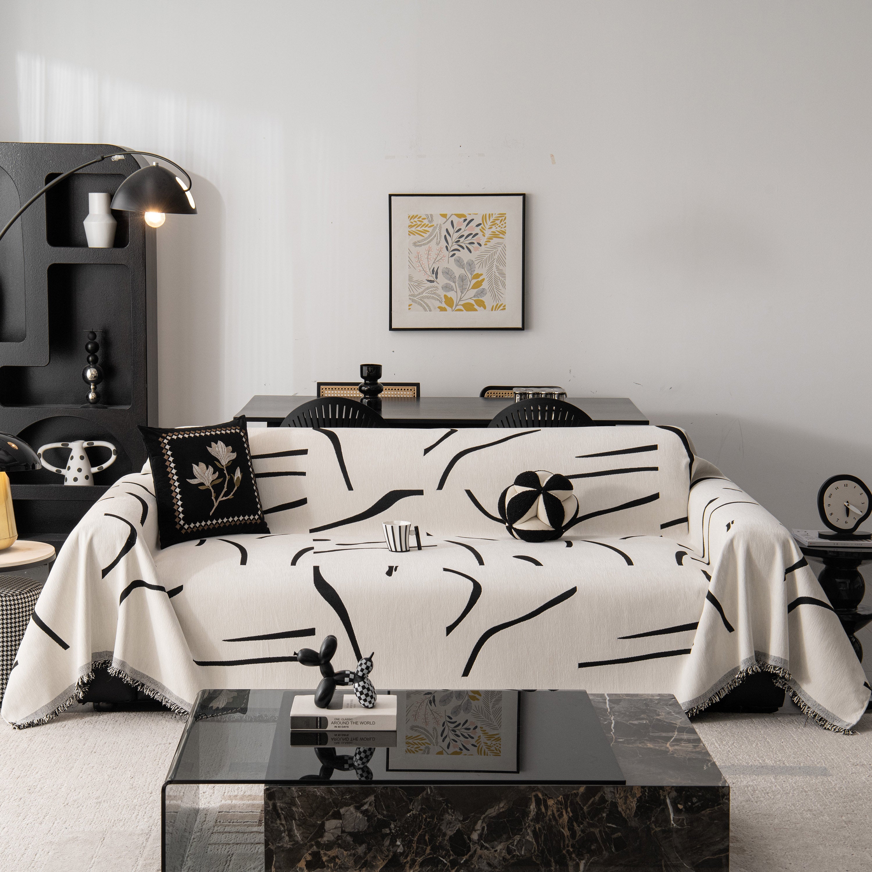 Modern Abstract Couch Cover Blanket, Decor Furniture Protector for Sectional Sofa