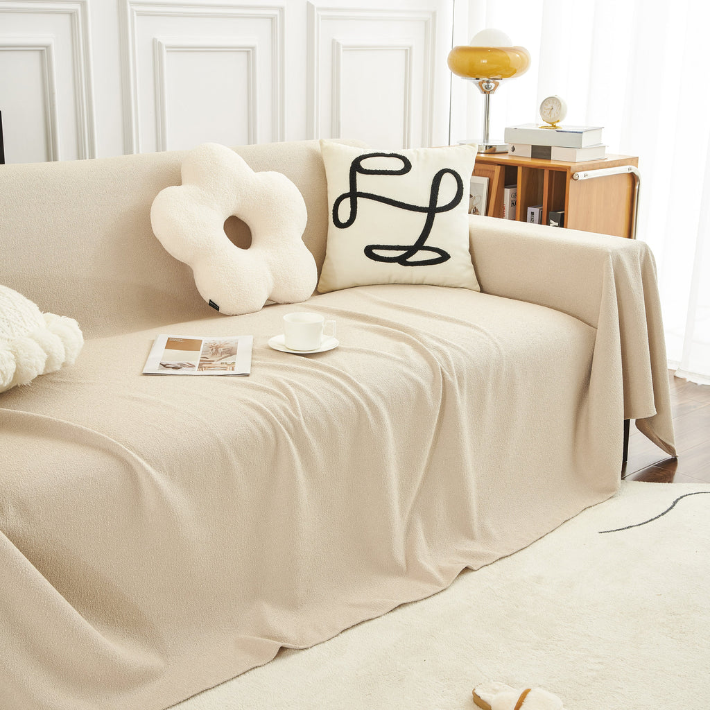 Teddy Throw Blanket and Stylish Slipcover for Couch, Waterproof Sofa Cover for Pets