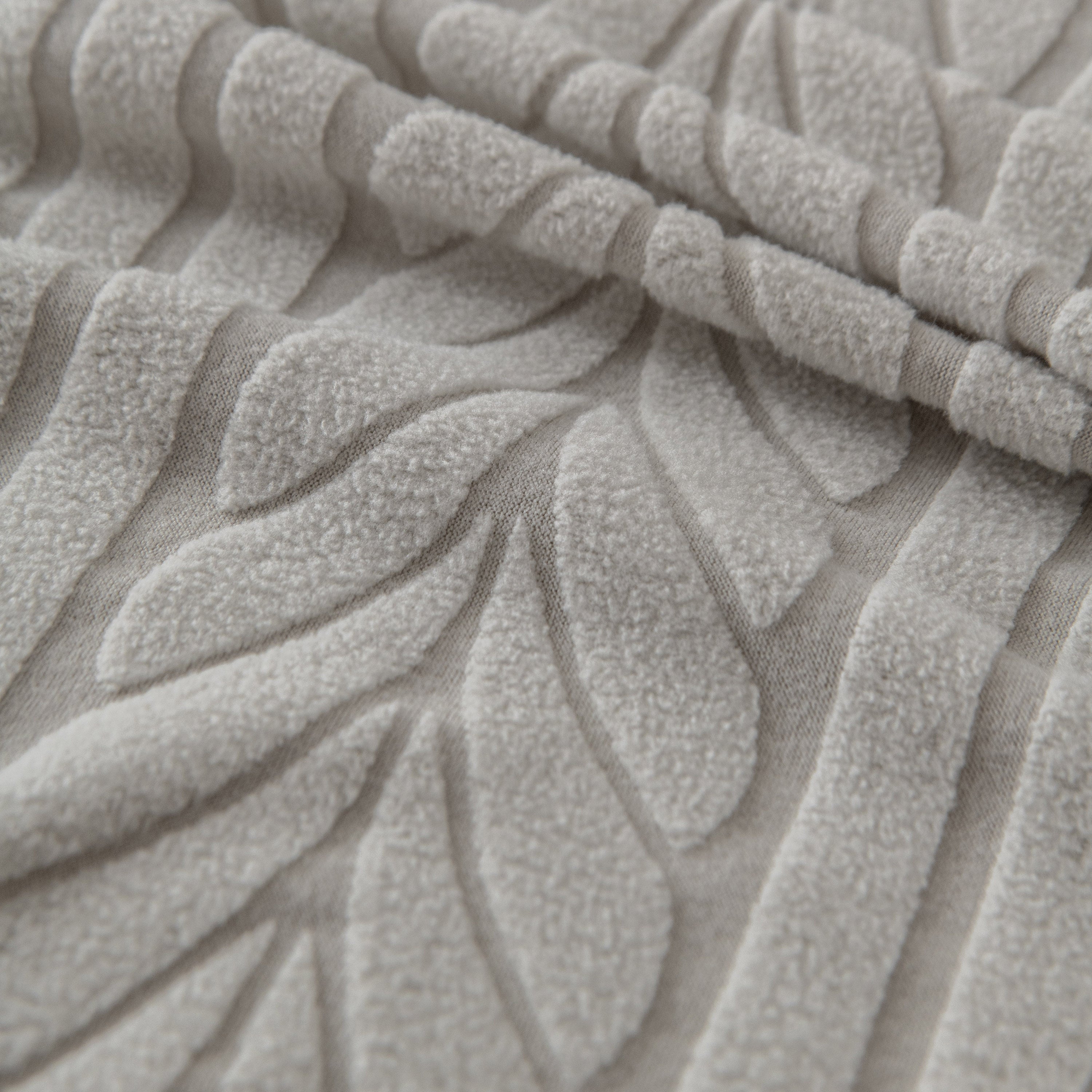 Plush Fleece Sofa Slipcover with 3D Wheat Pattern, Cozy High-Stretch Couch Cover