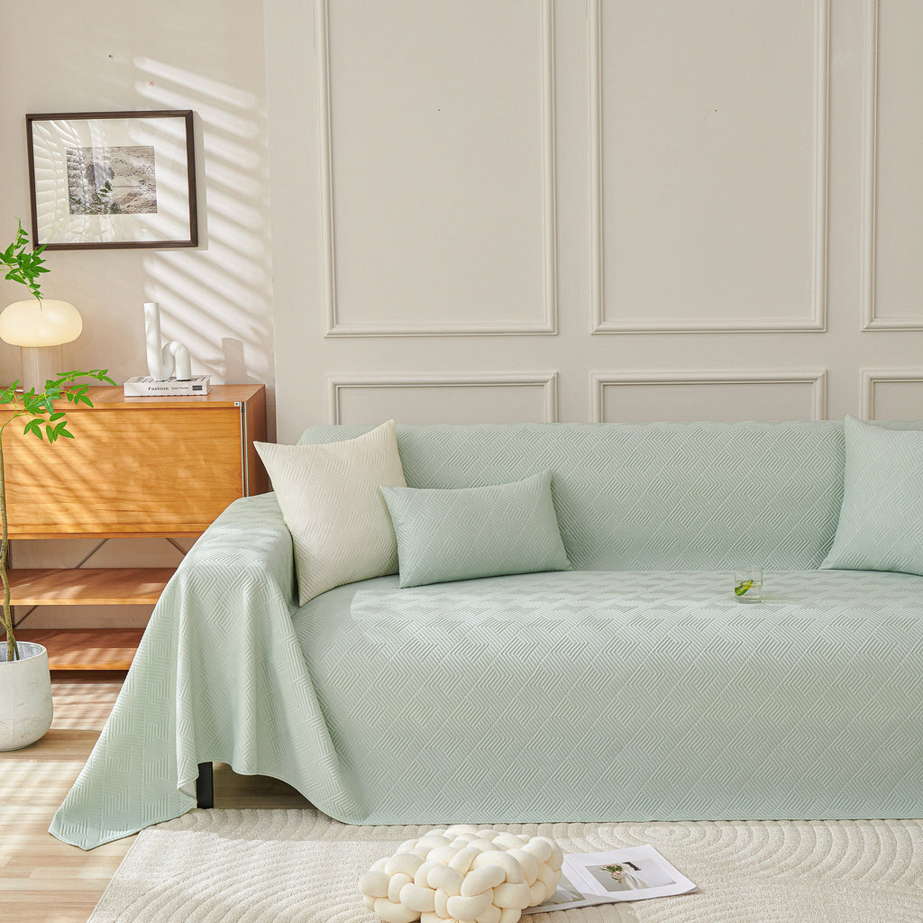 Cooling Scratch Proof Large Sofa Throw Cover, Geometric Texture Couch Protector