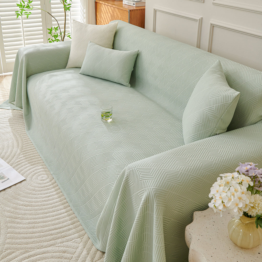 Cooling Scratch Proof Large Sofa Throw Cover, Geometric Texture Couch Protector
