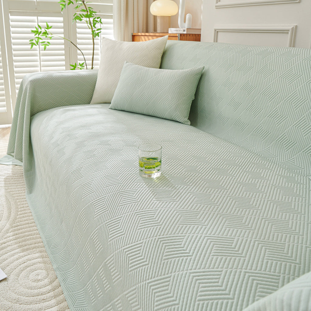 Cooling Scratch Proof Large Sofa Throw Cover, Geometric Texture Couch Protector