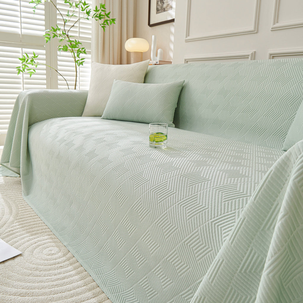 Cooling Scratch Proof Large Sofa Throw Cover, Geometric Texture Couch Protector