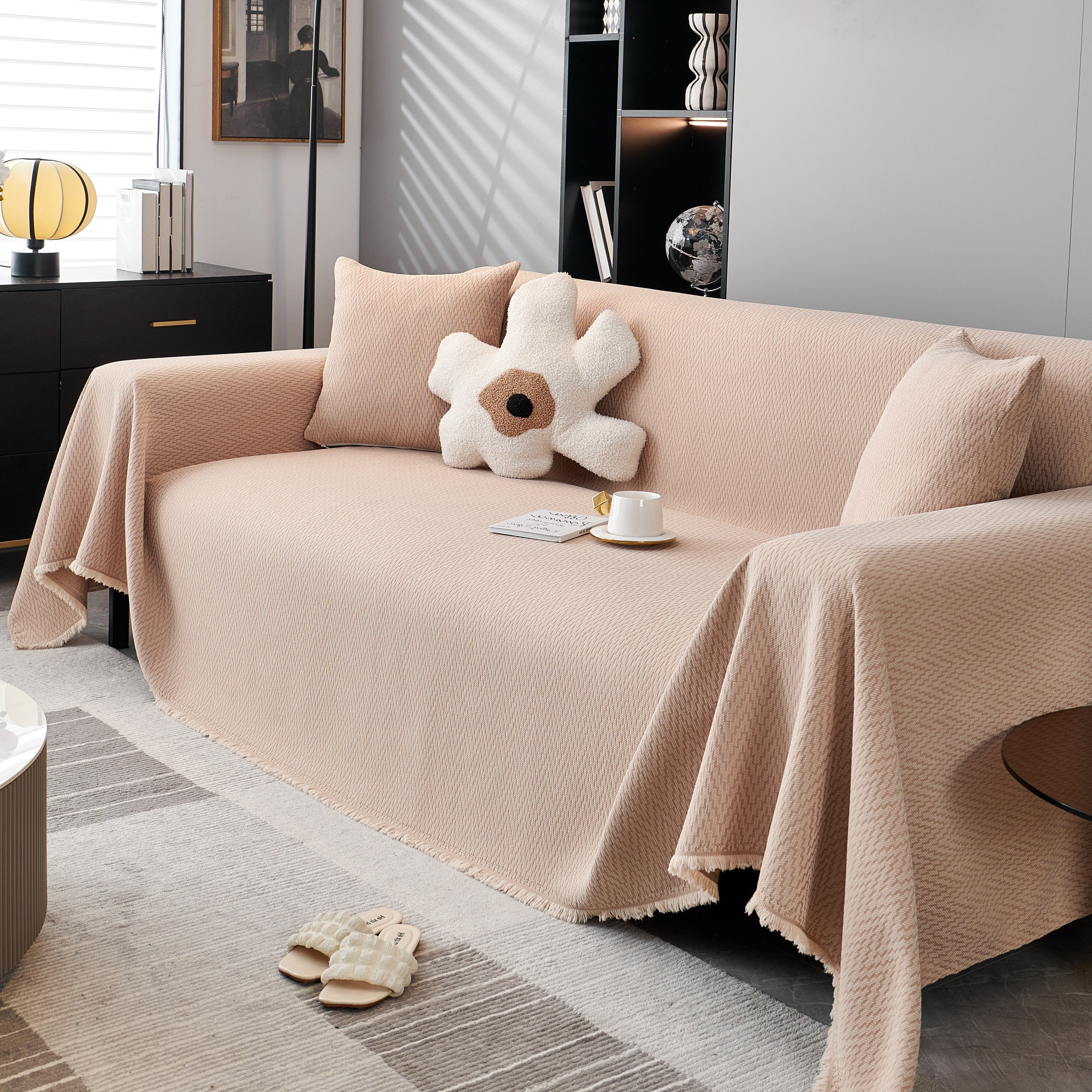 Waterproof Scratch Proof Herringbone Large Throw Blanket for Couch, Chenille Couch Cushion Covers for Pets