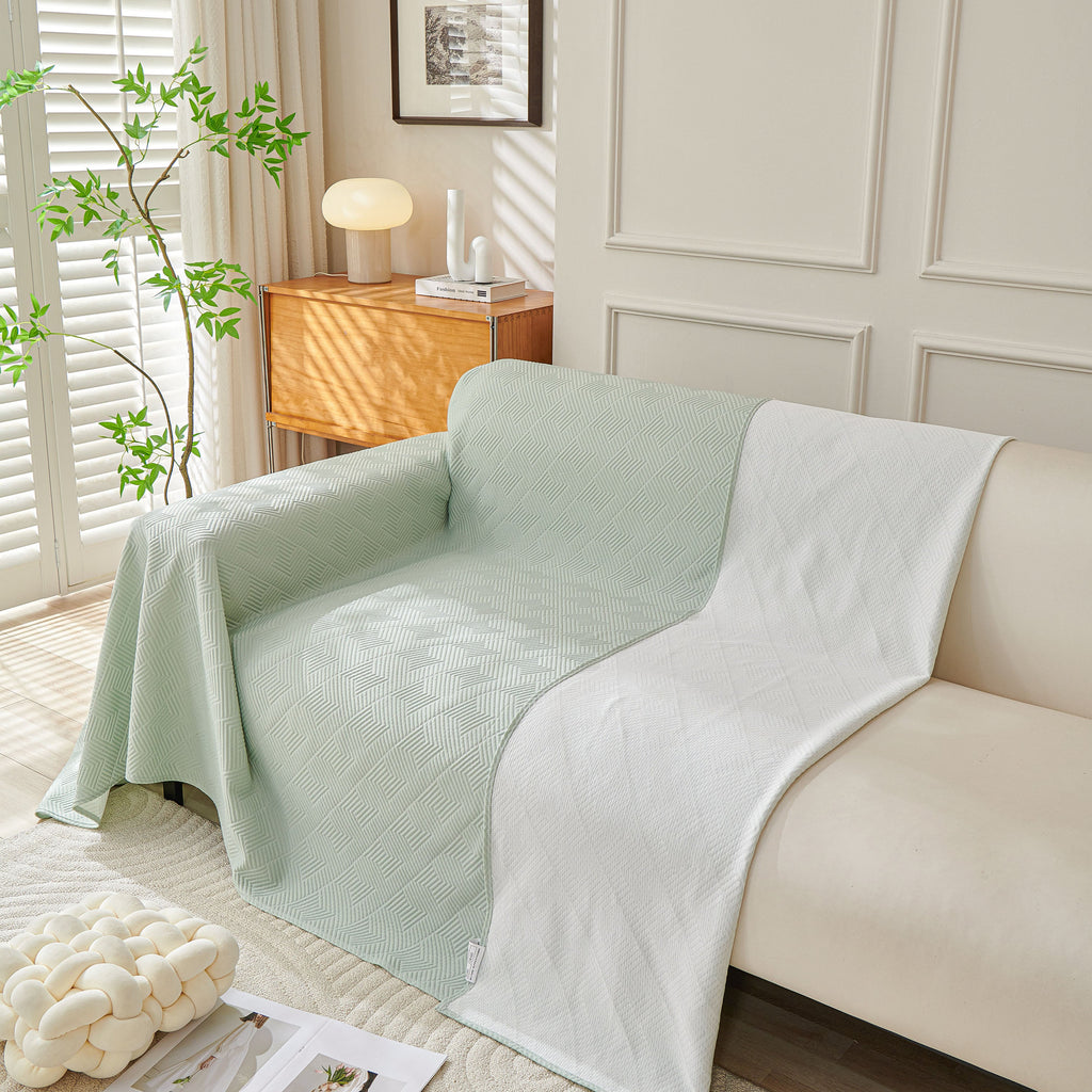 Cooling Scratch Proof Large Sofa Throw Cover, Geometric Texture Couch Protector