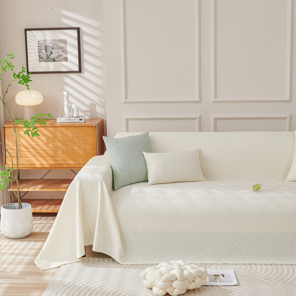 Cooling Scratch Proof Large Sofa Throw Cover, Geometric Texture Couch Protector