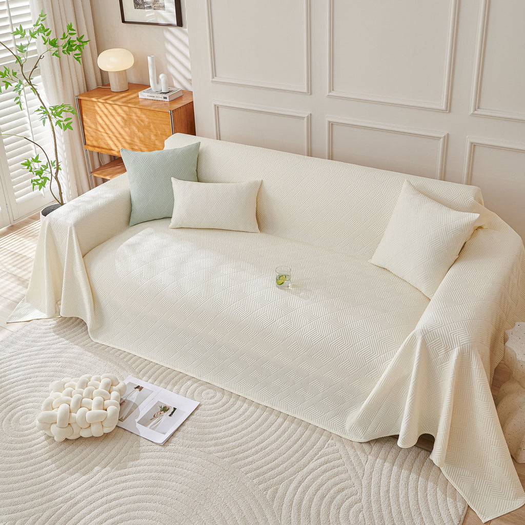 Cooling Scratch Proof Large Sofa Throw Cover, Geometric Texture Couch Protector
