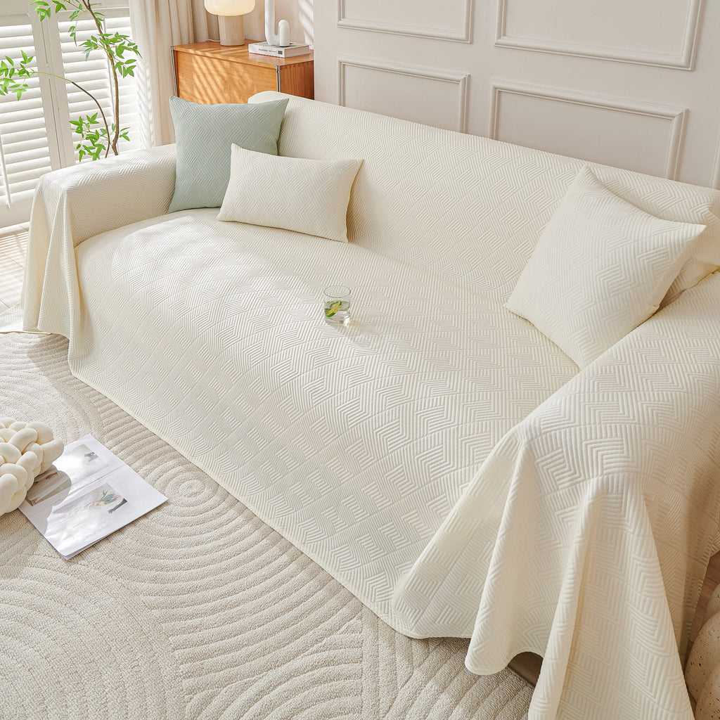 Cooling Scratch Proof Large Sofa Throw Cover, Geometric Texture Couch Protector