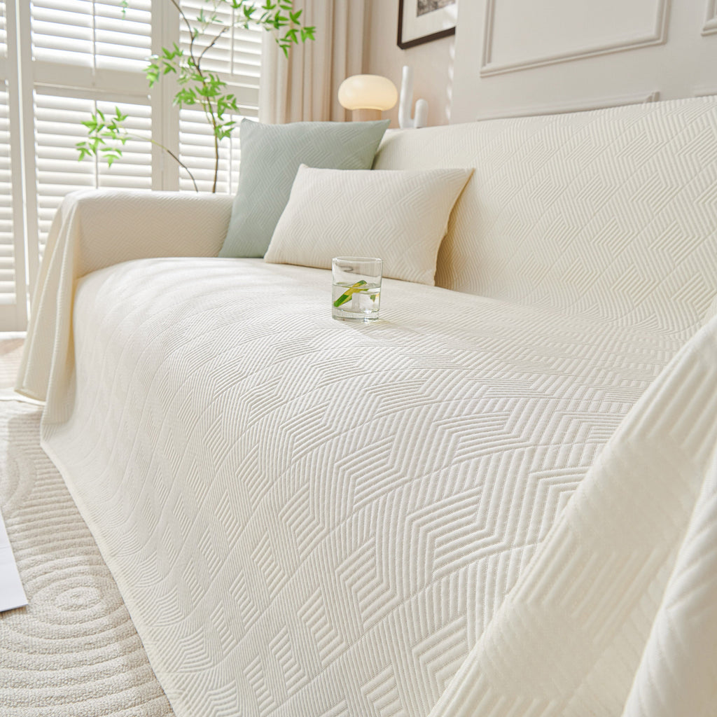 Cooling Scratch Proof Large Sofa Throw Cover, Geometric Texture Couch Protector