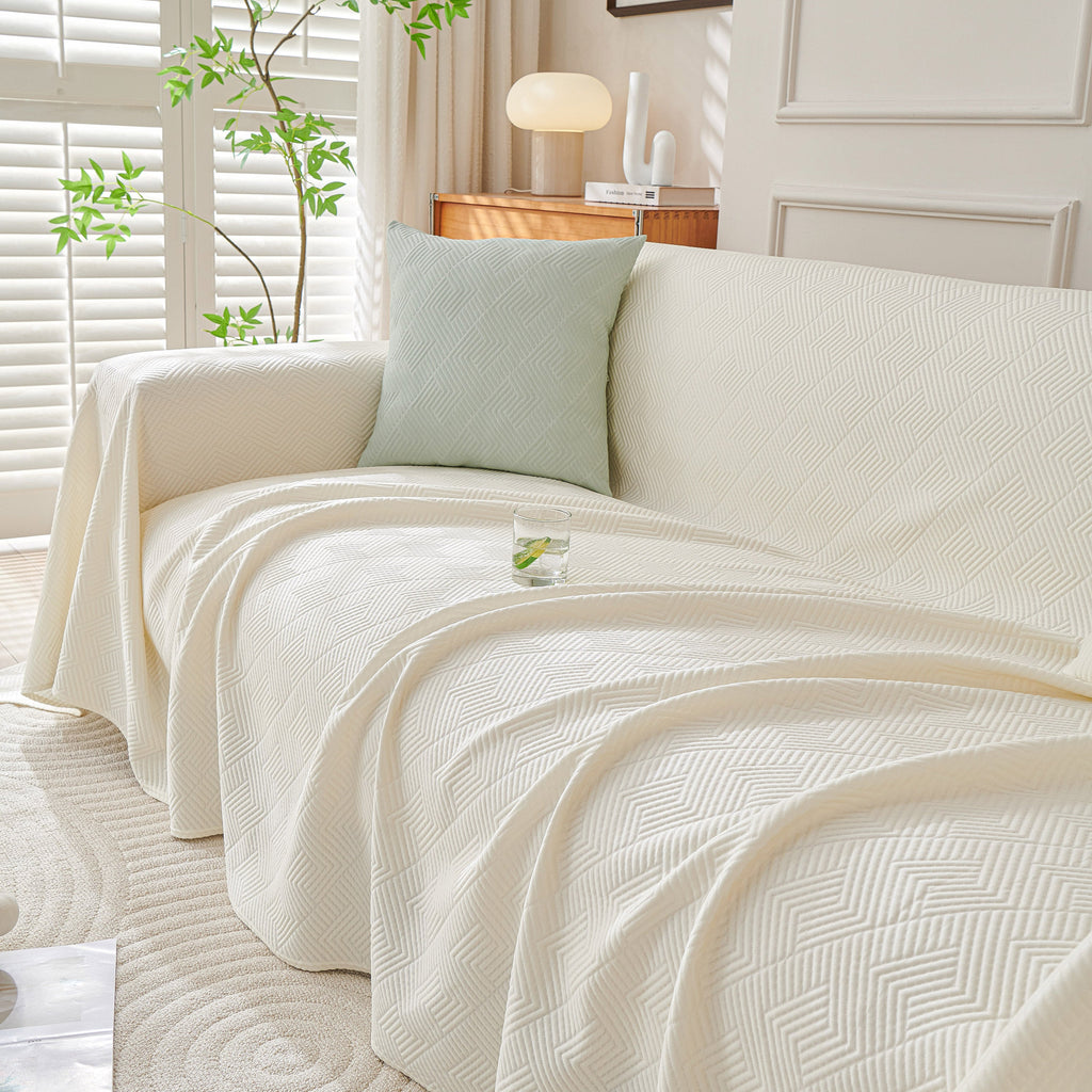 Cooling Scratch Proof Large Sofa Throw Cover, Geometric Texture Couch Protector