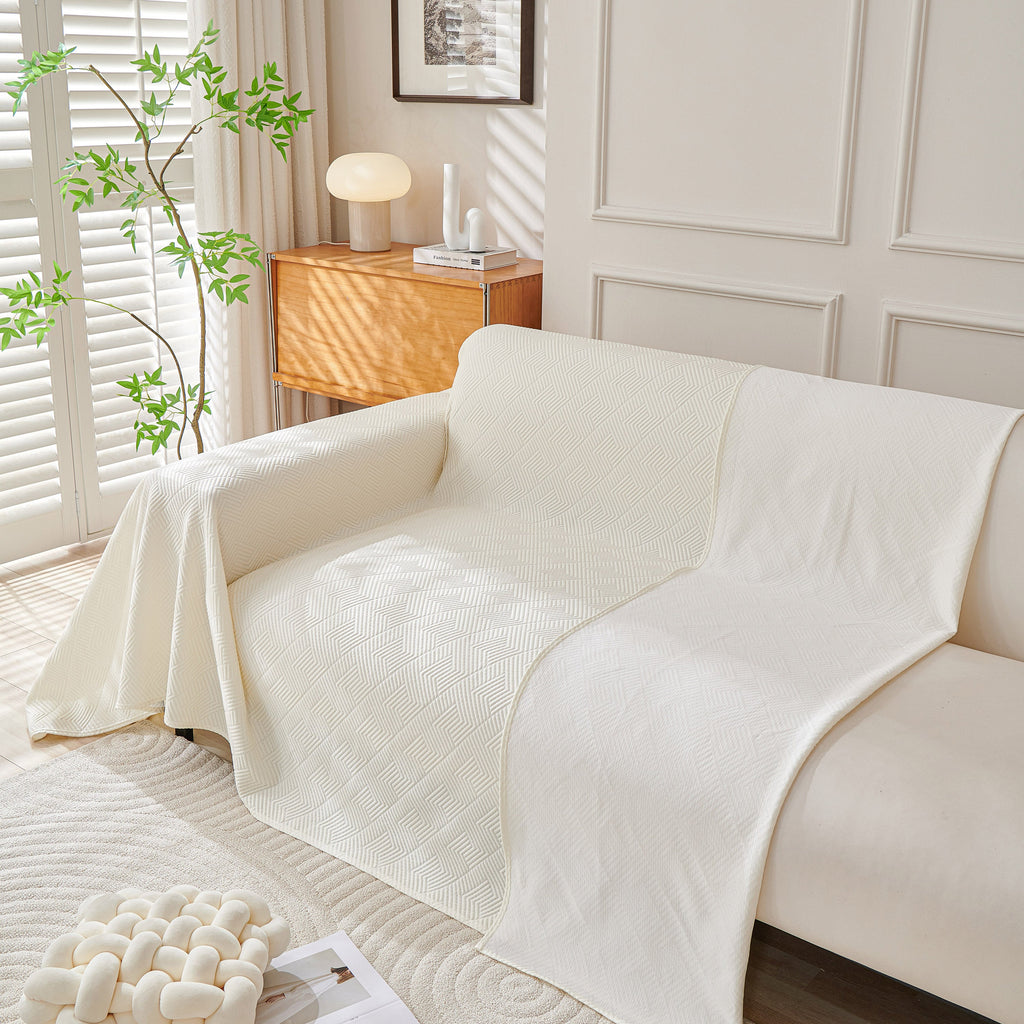 Cooling Scratch Proof Large Sofa Throw Cover, Geometric Texture Couch Protector