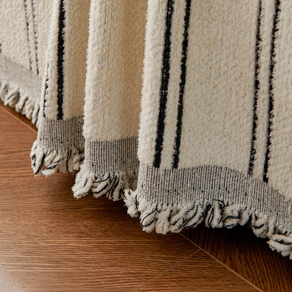 Chenille Striped Floral Couch Cover Sofa Slipcover for Most Shape Sofas, Reversible Sofa Throw Cover