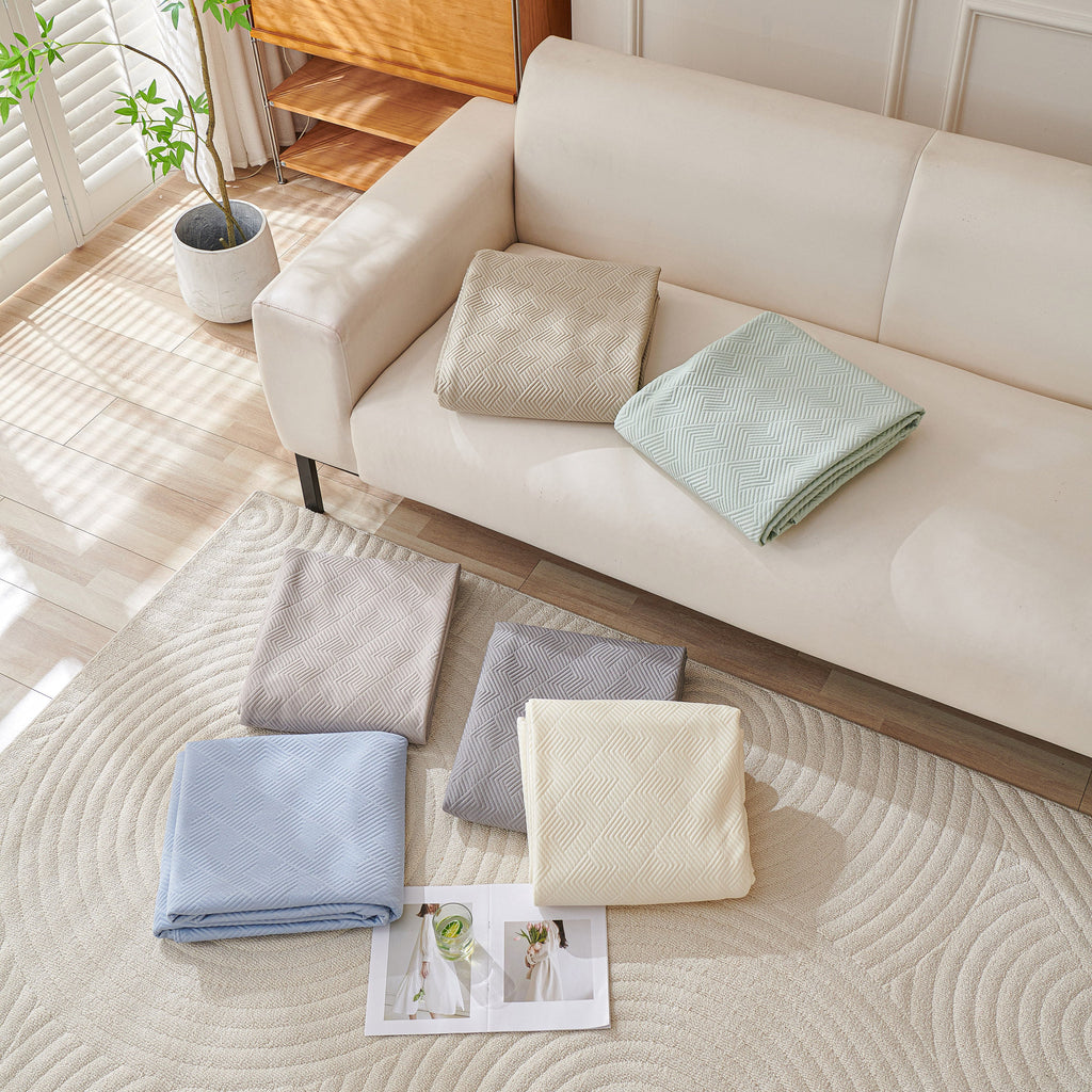 Cooling Scratch Proof Large Sofa Throw Cover, Geometric Texture Couch Protector