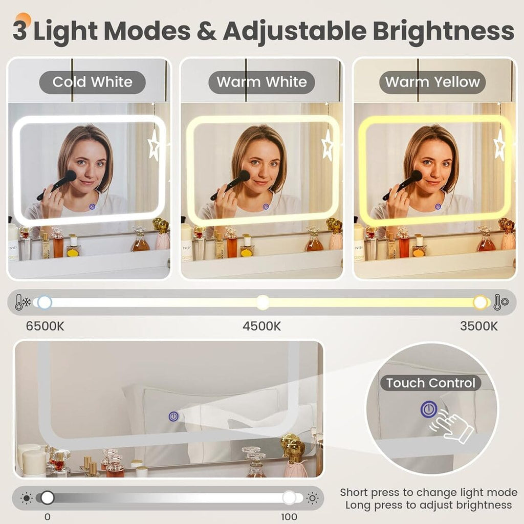 Pamapic 62" Vanity Desk with 4 drawers, 8 open shelves & 1 side cabinet