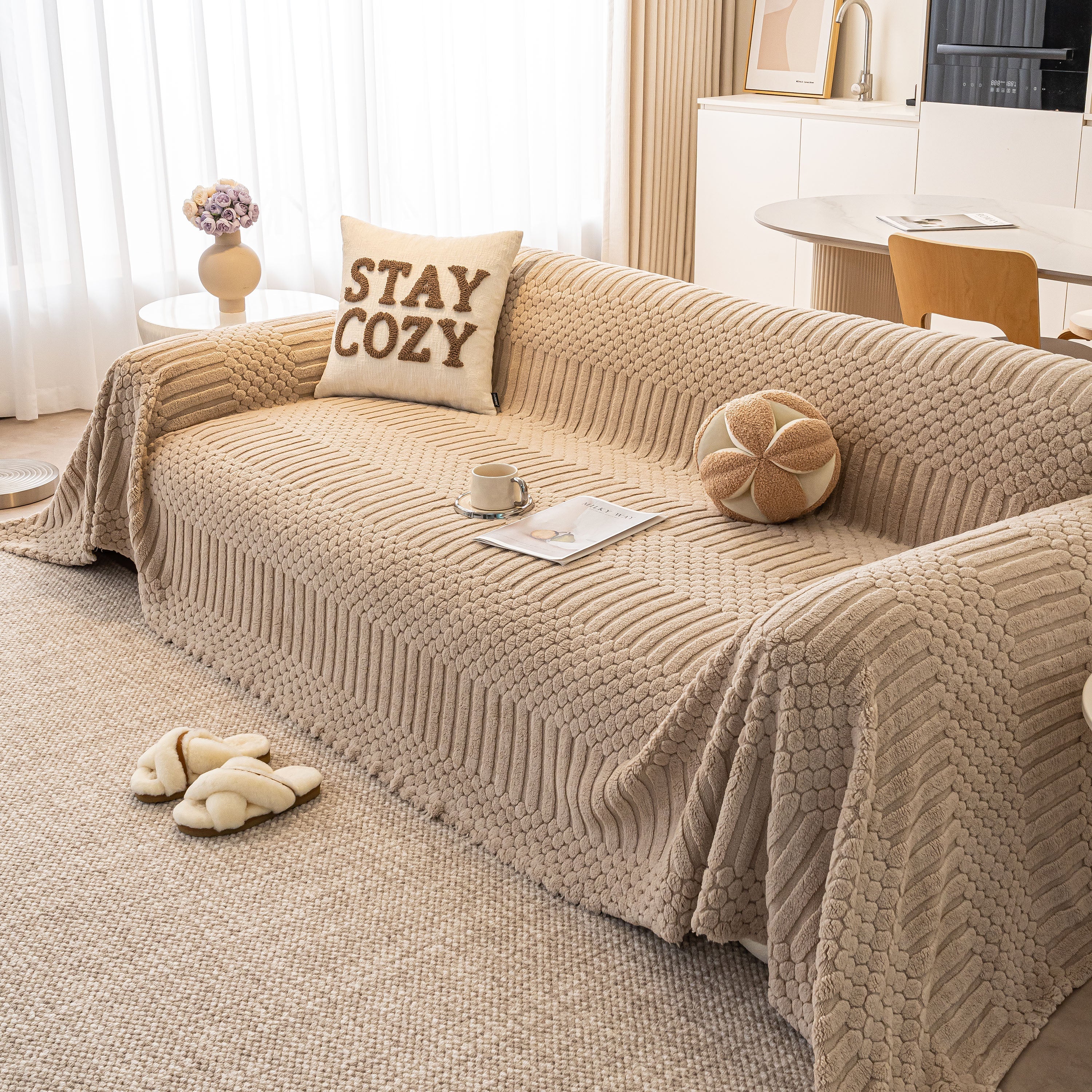 Boho 3D Geometric Throw Blanket for Couch, Luxurious Velvety Plush Fleece Sofa Cover