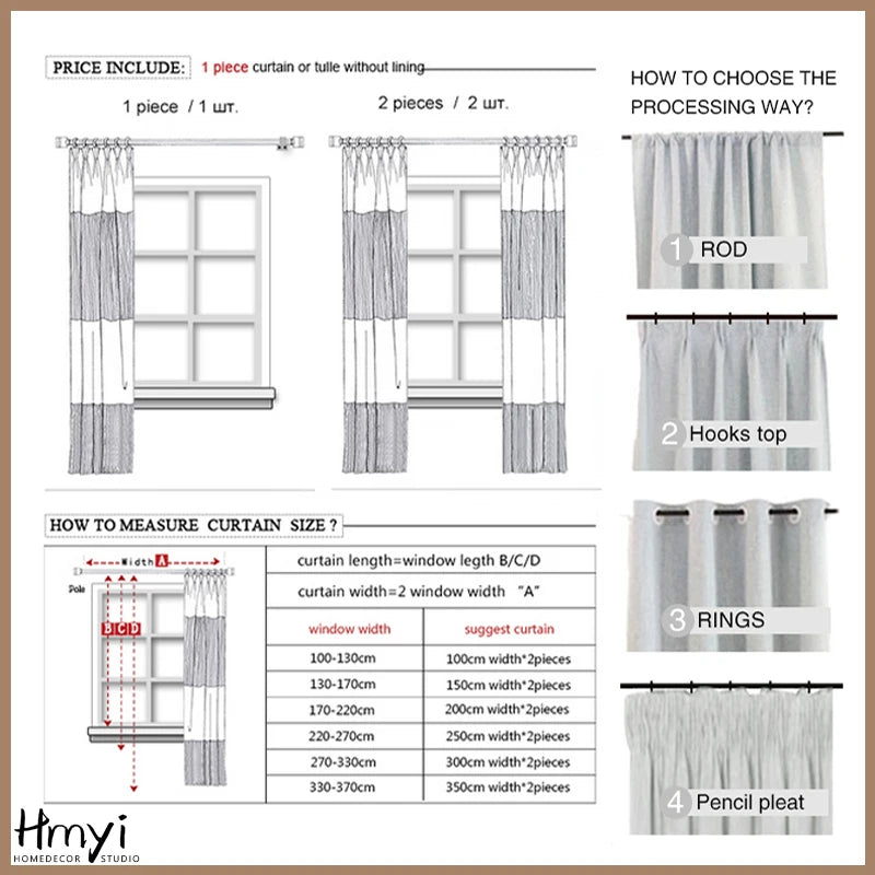 Linen Look Sheer Curtain 1PC