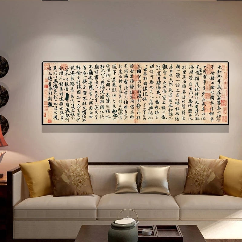 Traditional Chinese Calligraphy Lanting Preface Canvas Painting Posters Prints Scandinavian Wall Art Picture Living Room Decor