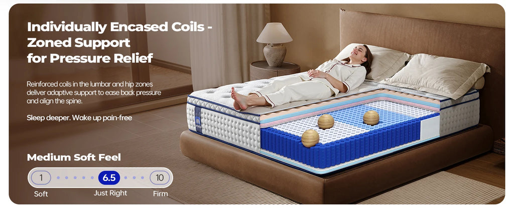 Luxury King-Size 5-Star Hotel Bed Mattress 11\" Individually Wrapped Inner Spring Latex Convertible Bedroom Feature