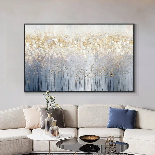 100% Handpainted Abstract Golden Oil Paintings On Canvas