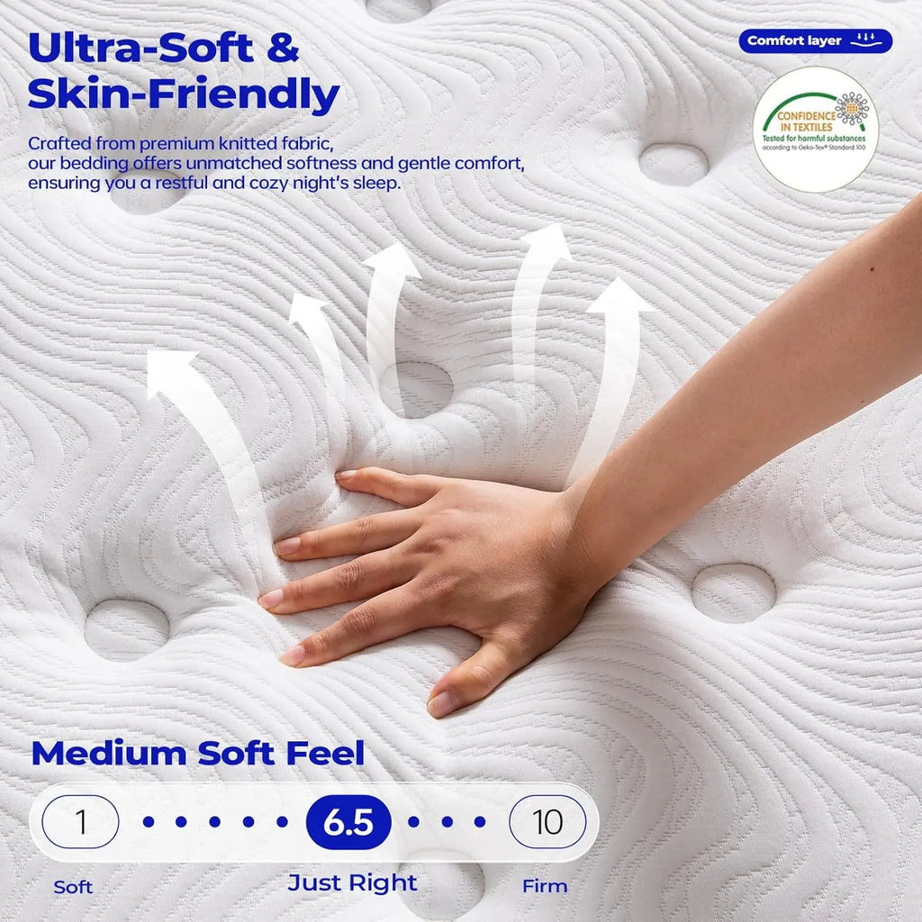 Luxury King-Size 5-Star Hotel Bed Mattress 11\" Individually Wrapped Inner Spring Latex Convertible Bedroom Feature