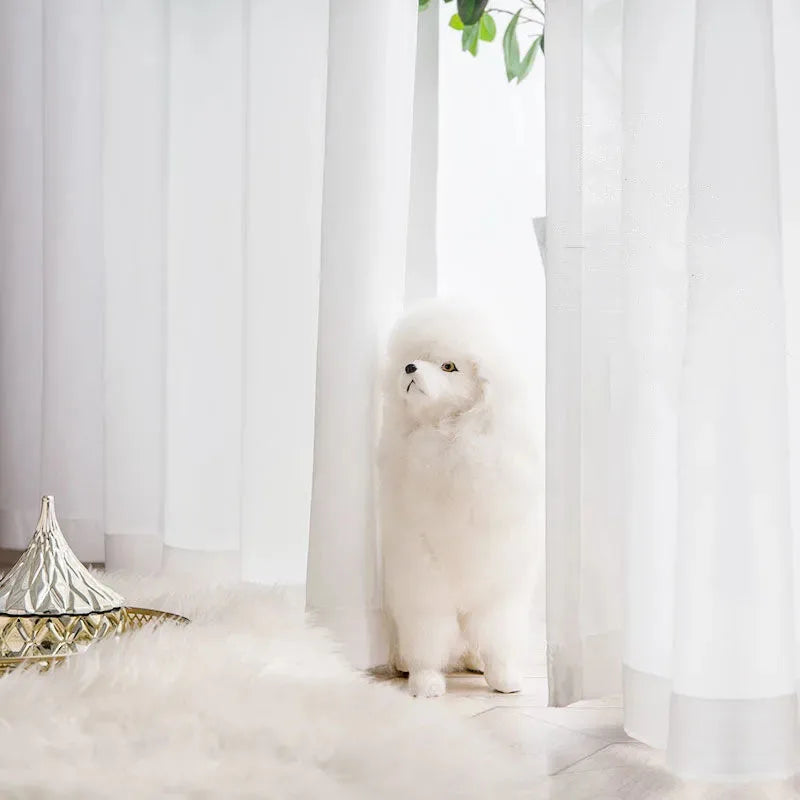 Simple White Tulle Curtain Door Curtain Solid Color Blackout Window Screen Living Room Curtains Luxury Curtains drapes