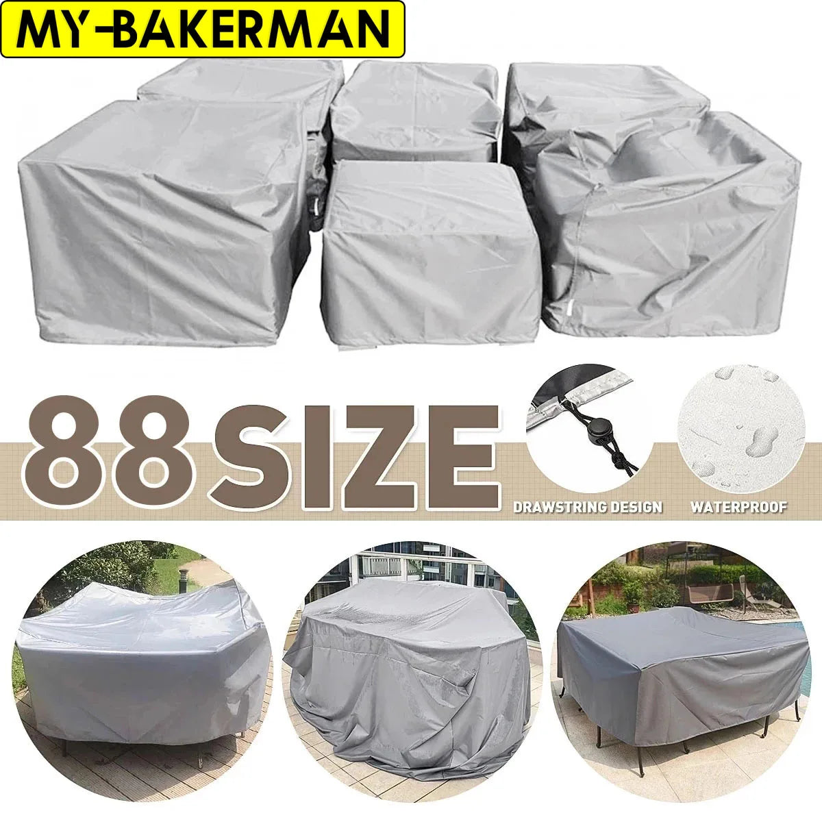 88 size Patio Furniture Covers, Outdoor Furniture Cover Waterproof, Outdoor Table Cover