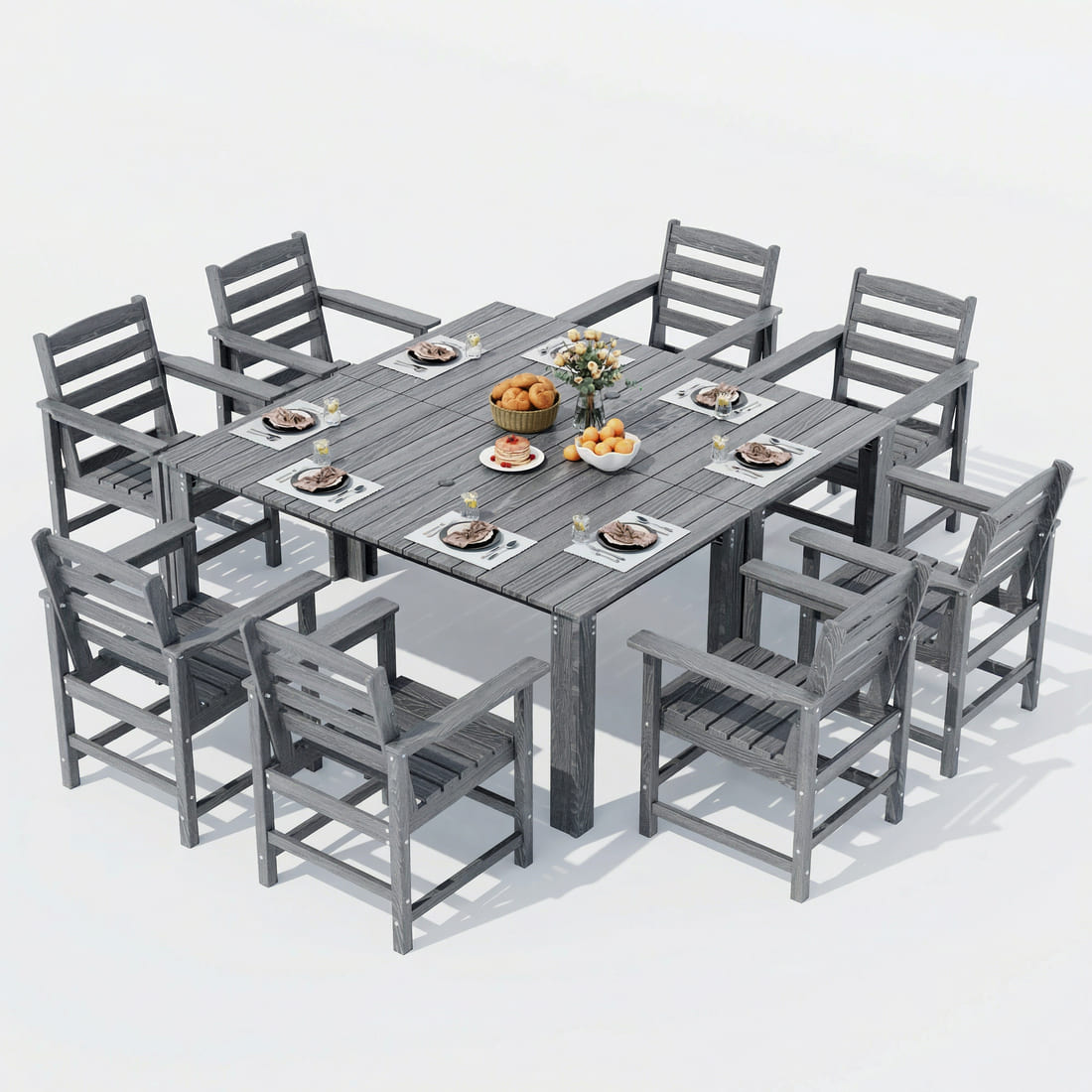 Pamapic HDPE Outdoor Dining Table and Chairs with Umbrella Hole
