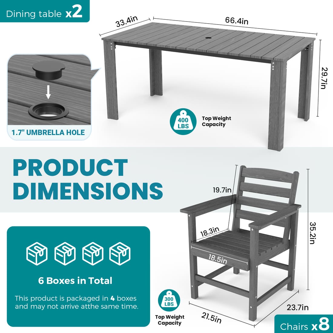 Corex HDPE Outdoor Dining Set, 6-Piece