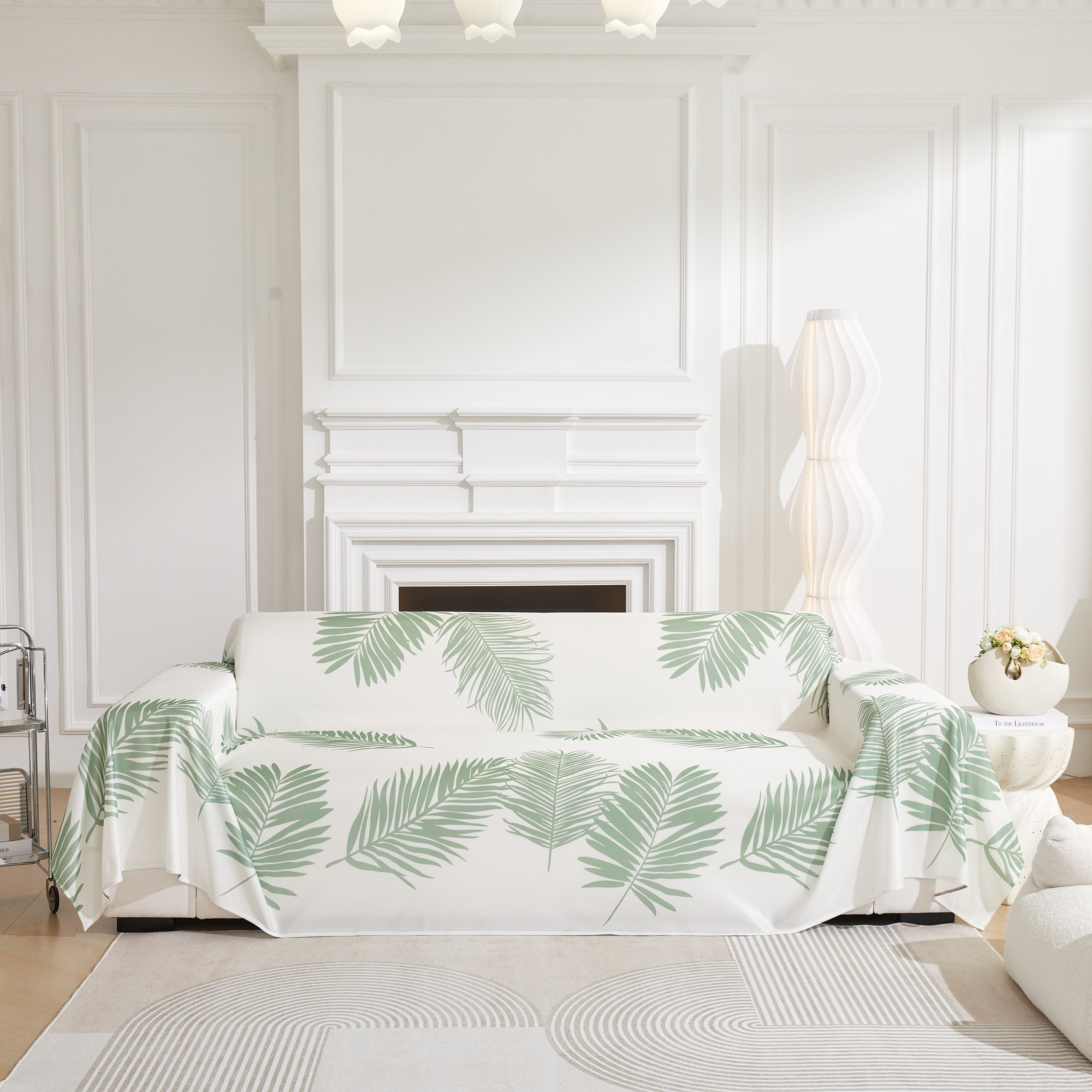 Leaf Printed Slipcover Sofa Covers, Universal Couch Throw Cover, Pets Furniture Protector for Home Decor