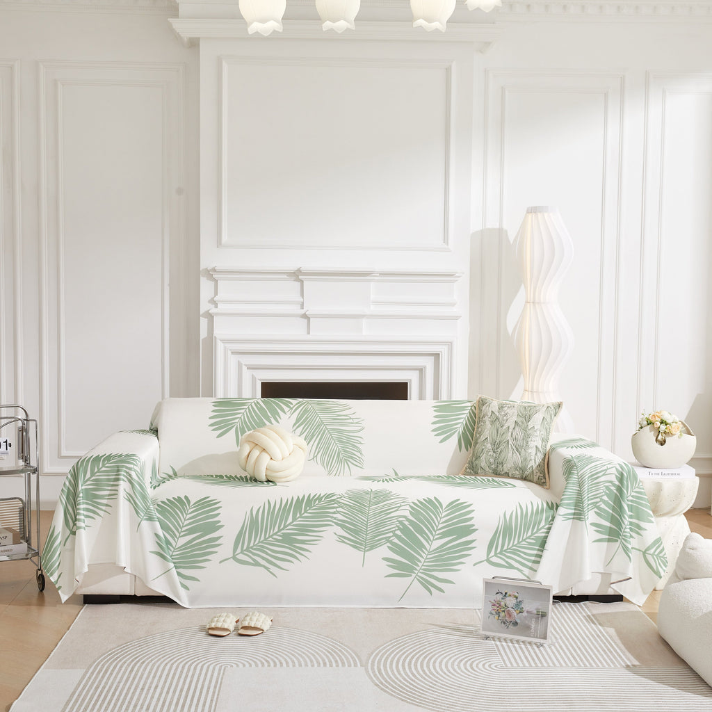 Leaf Printed Slipcover Sofa Covers, Universal Couch Throw Cover, Pets Furniture Protector for Home Decor