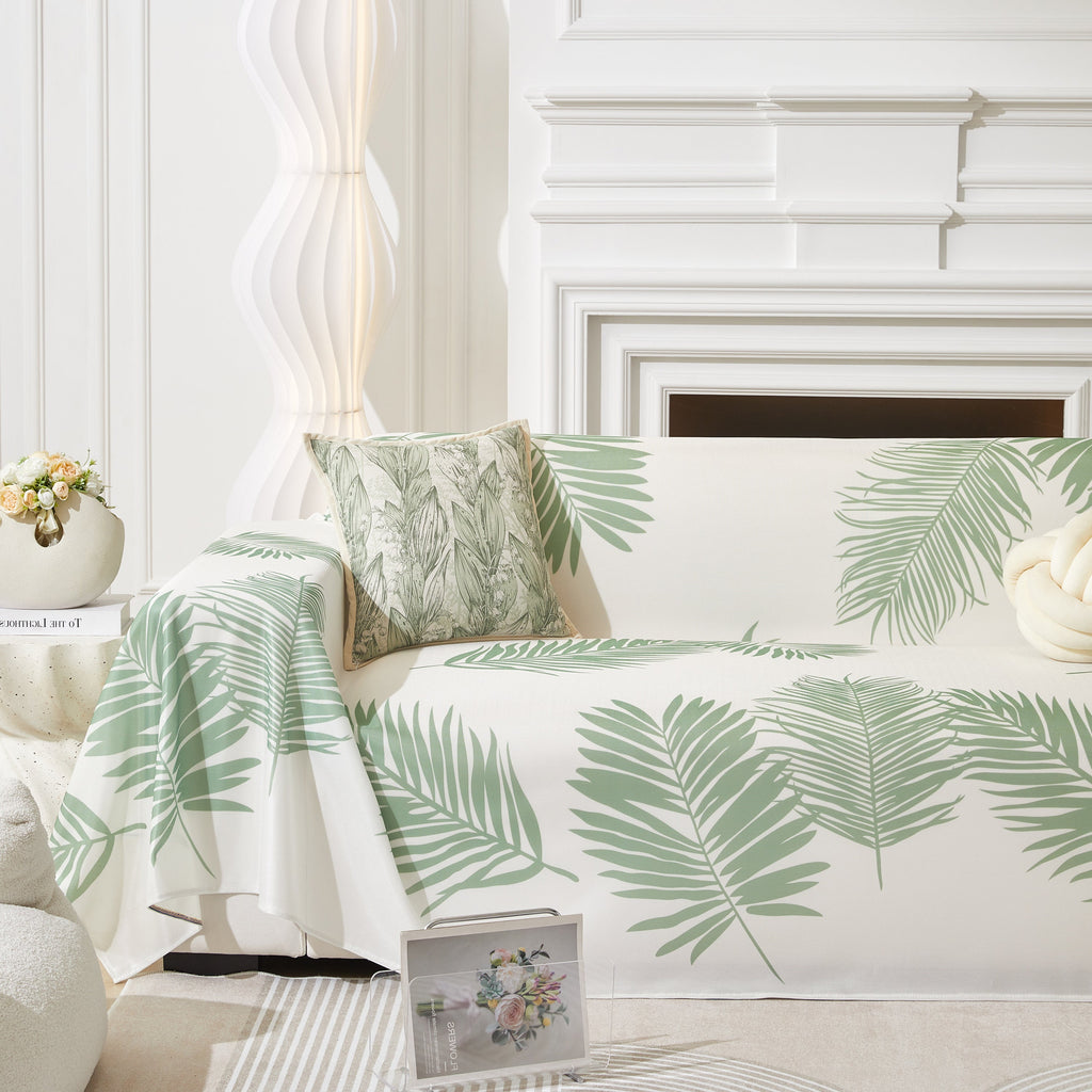 Leaf Printed Slipcover Sofa Covers, Universal Couch Throw Cover, Pets Furniture Protector for Home Decor