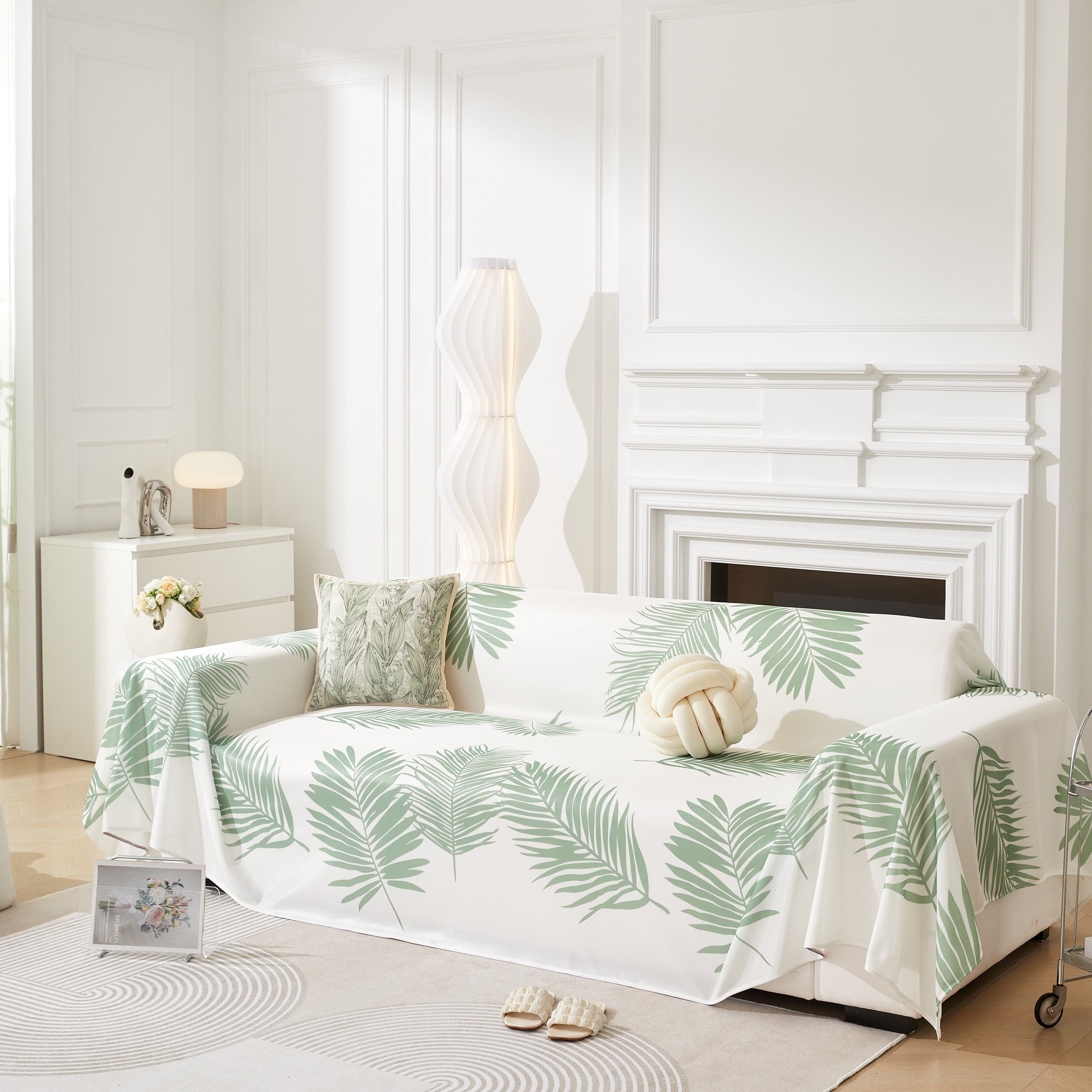 Leaf Printed Slipcover Sofa Covers, Universal Couch Throw Cover, Pets Furniture Protector for Home Decor