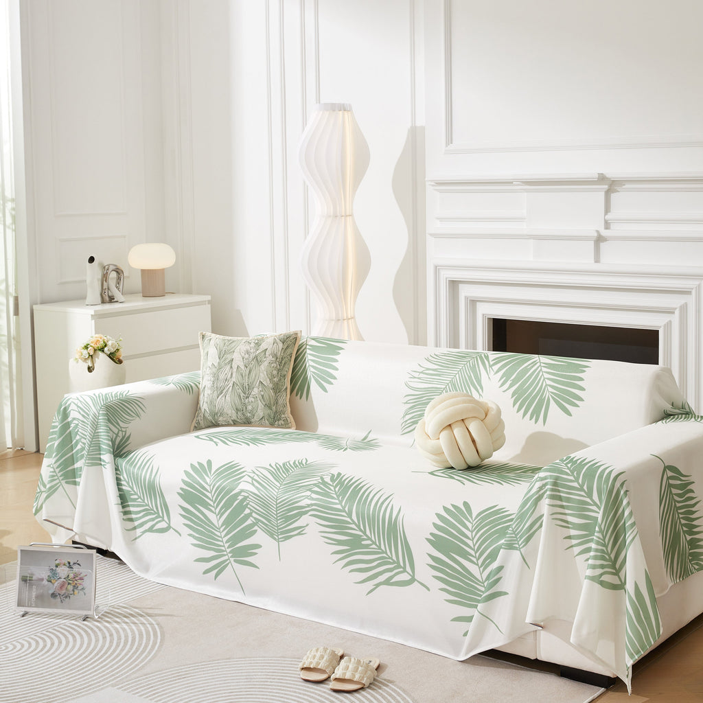 Leaf Printed Slipcover Sofa Covers, Universal Couch Throw Cover, Pets Furniture Protector for Home Decor