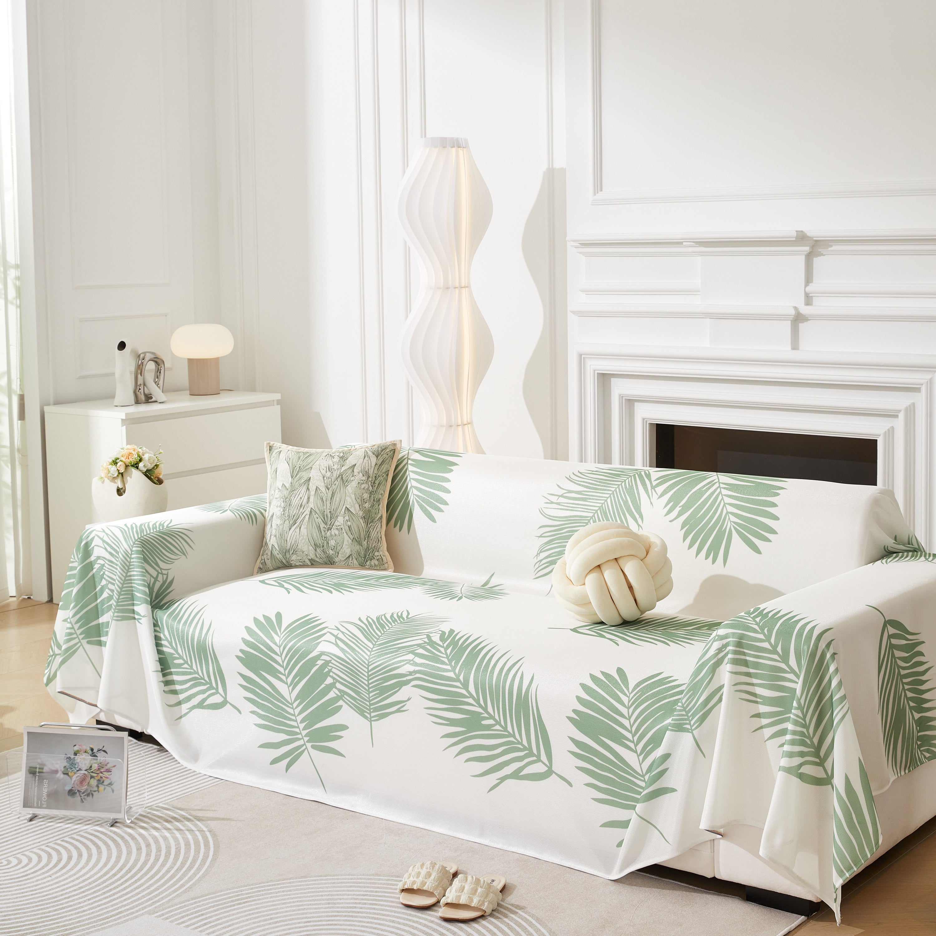 Leaf Printed Slipcover Sofa Covers, Universal Couch Throw Cover, Pets Furniture Protector for Home Decor