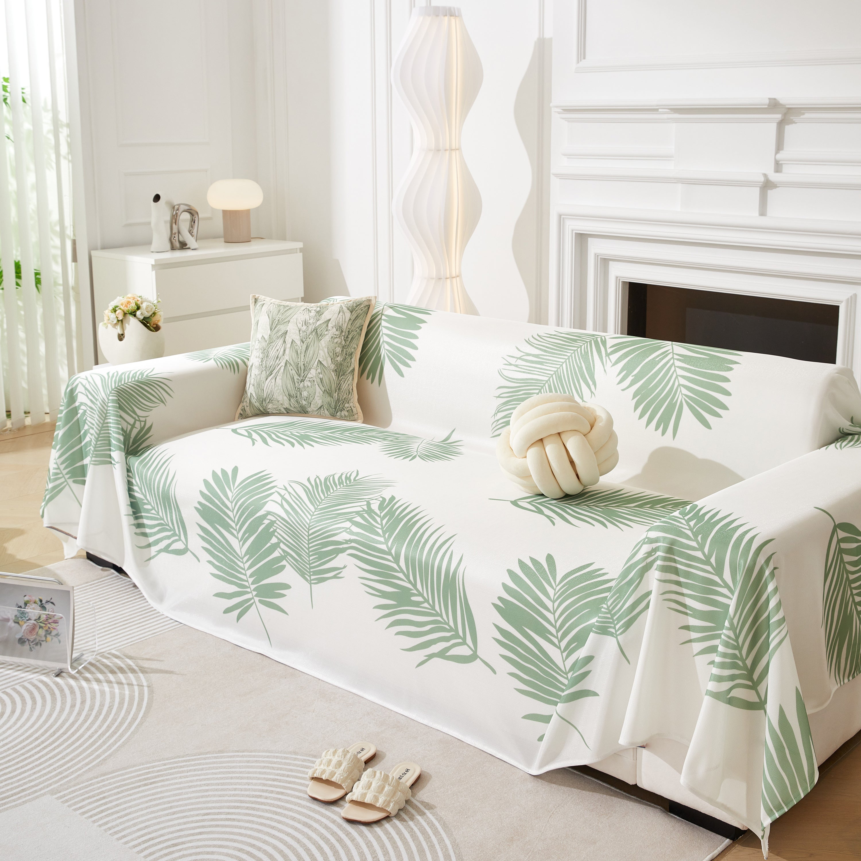 Leaf Printed Slipcover Sofa Covers, Universal Couch Throw Cover, Pets Furniture Protector for Home Decor