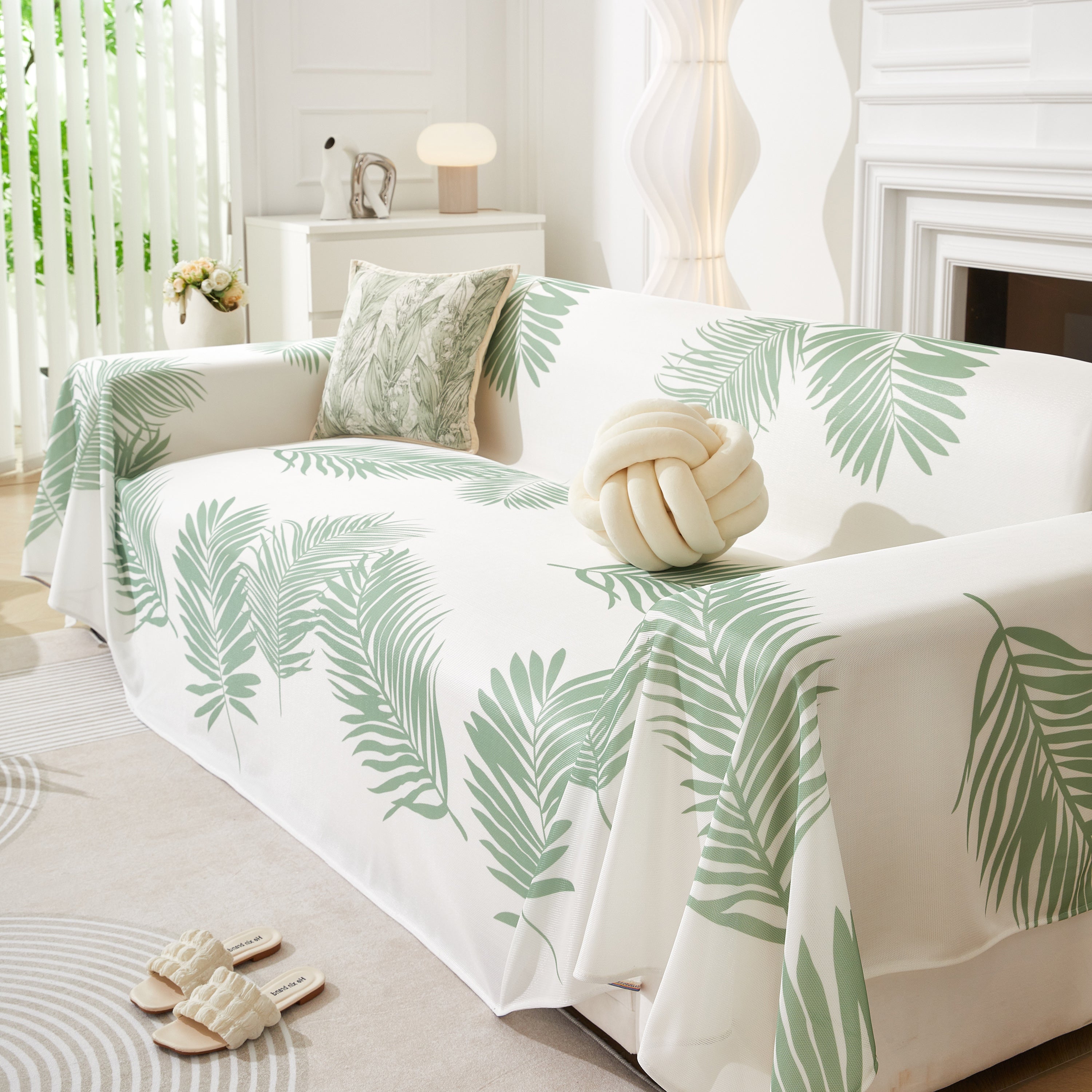 Leaf Printed Slipcover Sofa Covers, Universal Couch Throw Cover, Pets Furniture Protector for Home Decor