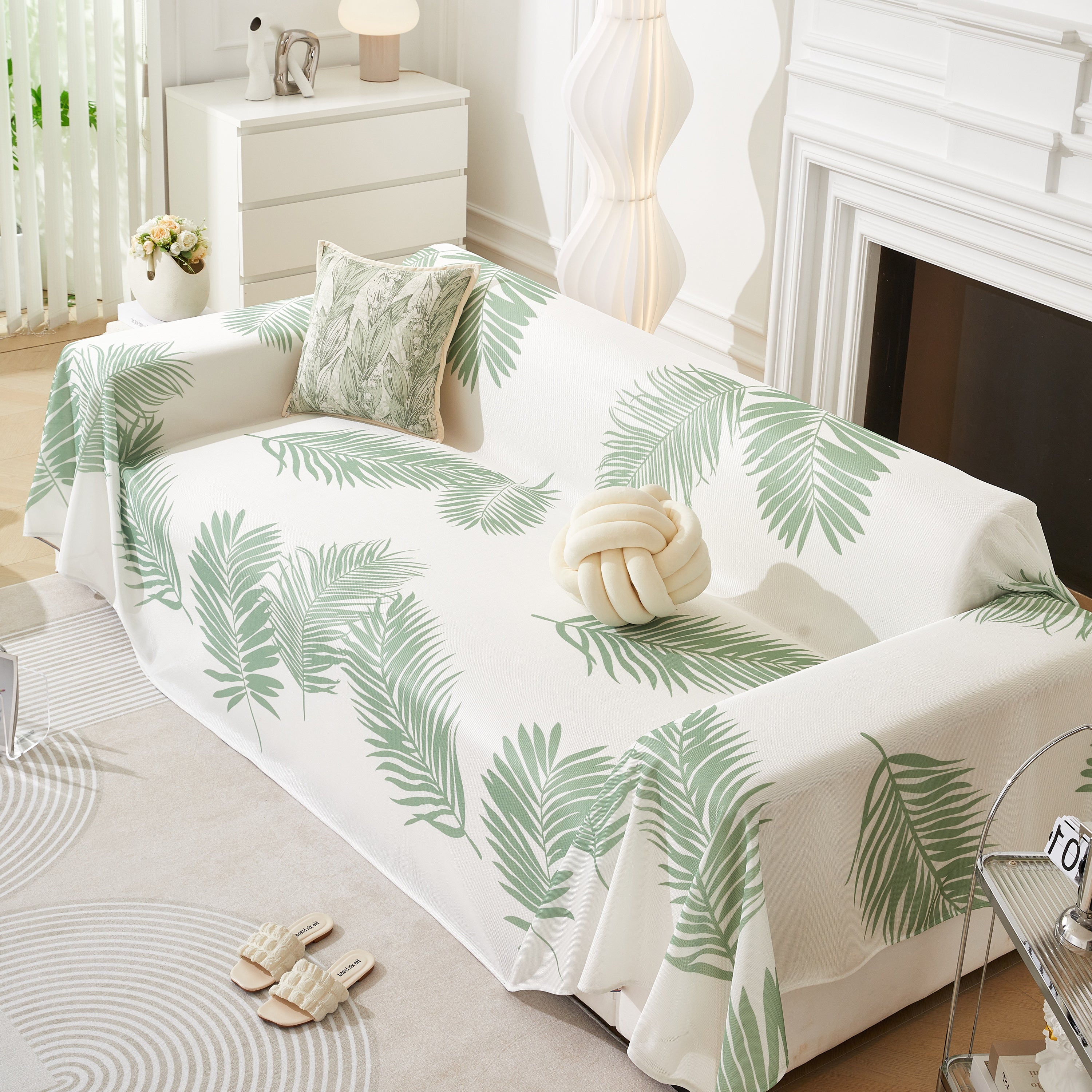 Leaf Printed Slipcover Sofa Covers, Universal Couch Throw Cover, Pets Furniture Protector for Home Decor