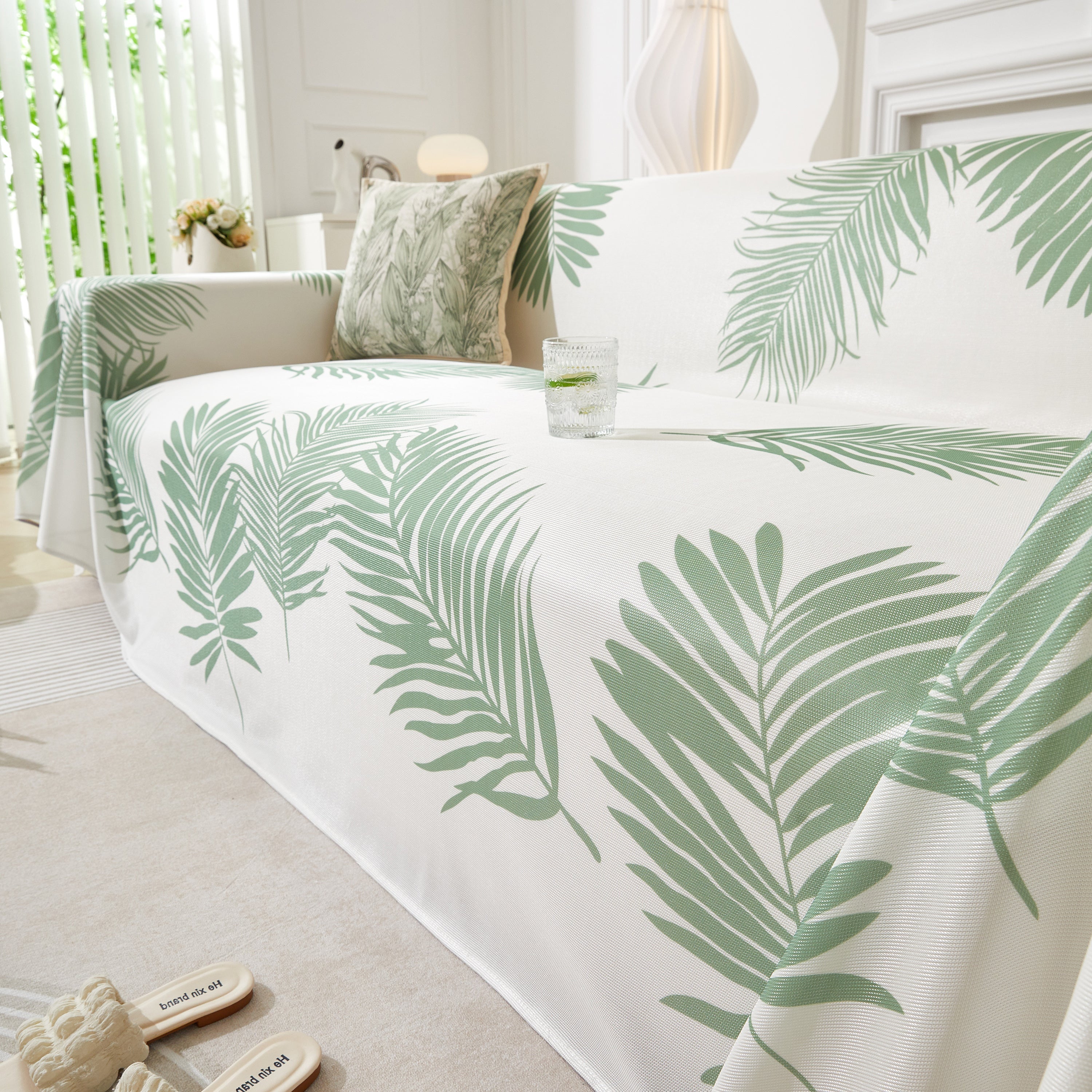 Leaf Printed Slipcover Sofa Covers, Universal Couch Throw Cover, Pets Furniture Protector for Home Decor