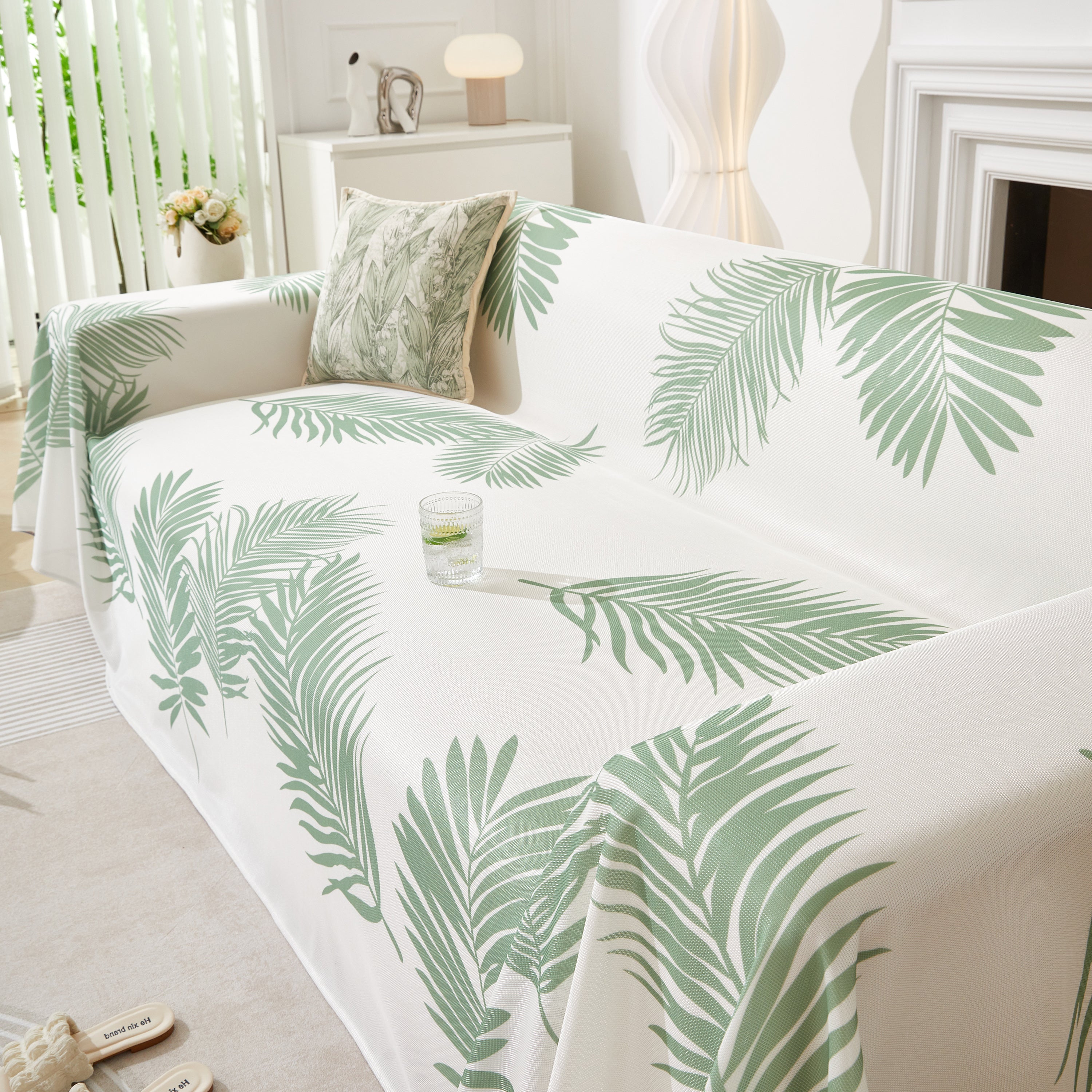 Leaf Printed Slipcover Sofa Covers, Universal Couch Throw Cover, Pets Furniture Protector for Home Decor