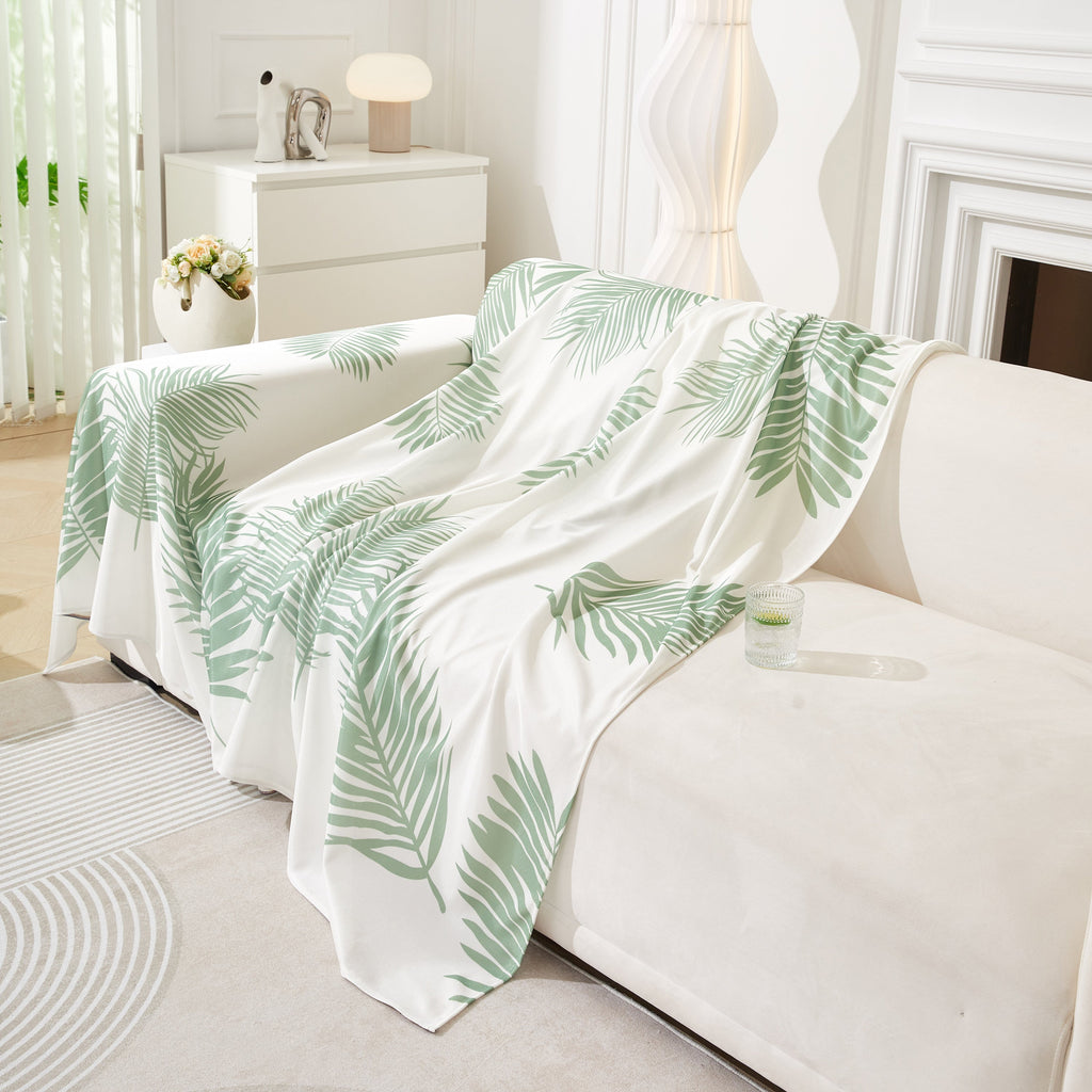 Leaf Printed Slipcover Sofa Covers, Universal Couch Throw Cover, Pets Furniture Protector for Home Decor
