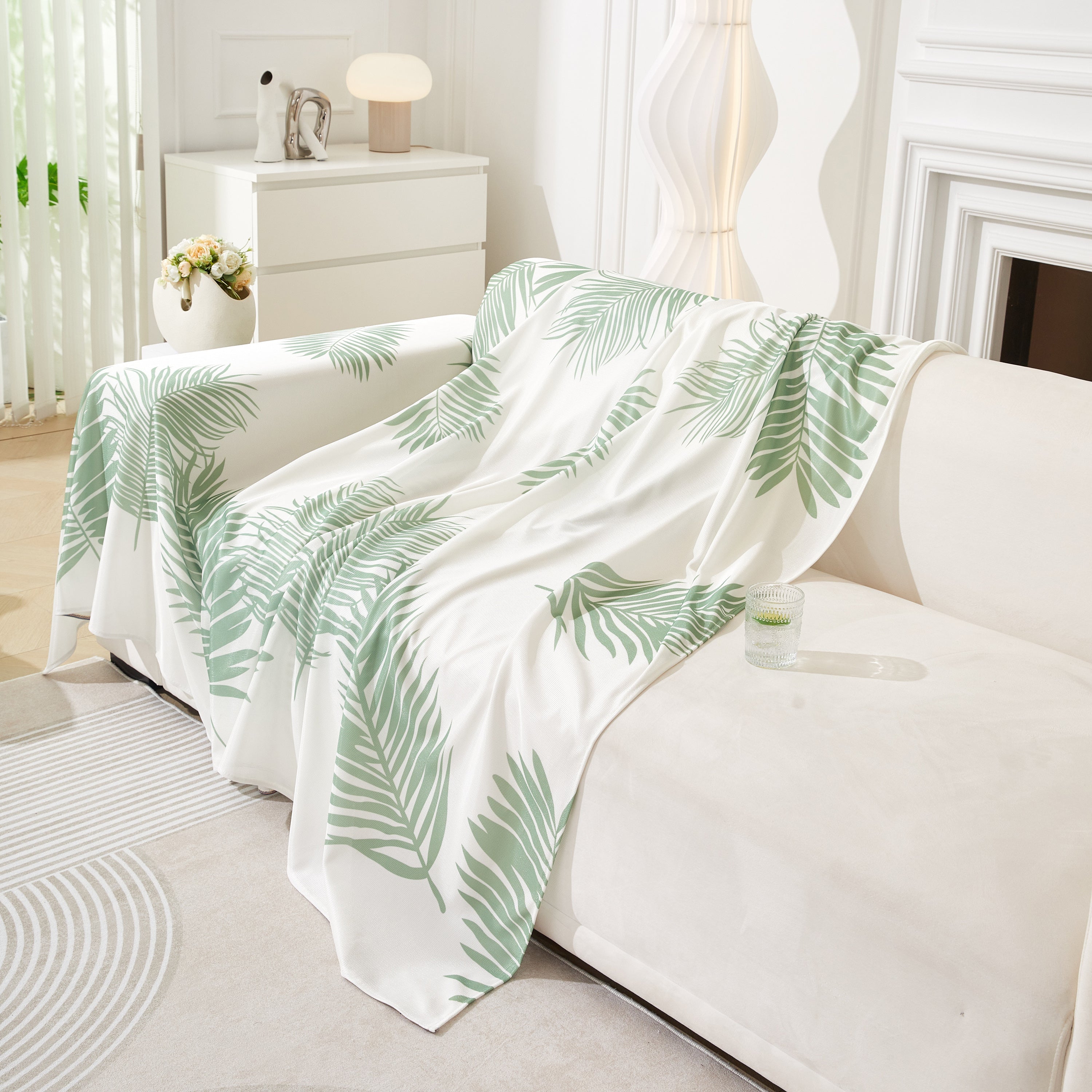 Leaf Printed Slipcover Sofa Covers, Universal Couch Throw Cover, Pets Furniture Protector for Home Decor