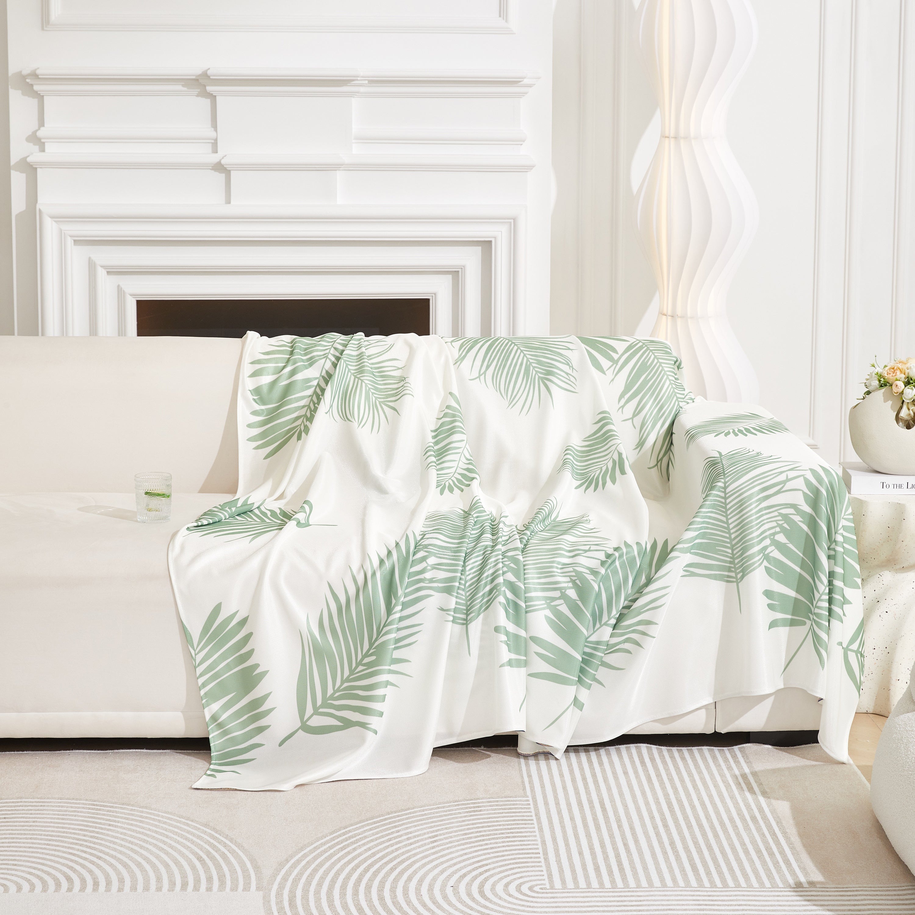 Leaf Printed Slipcover Sofa Covers, Universal Couch Throw Cover, Pets Furniture Protector for Home Decor