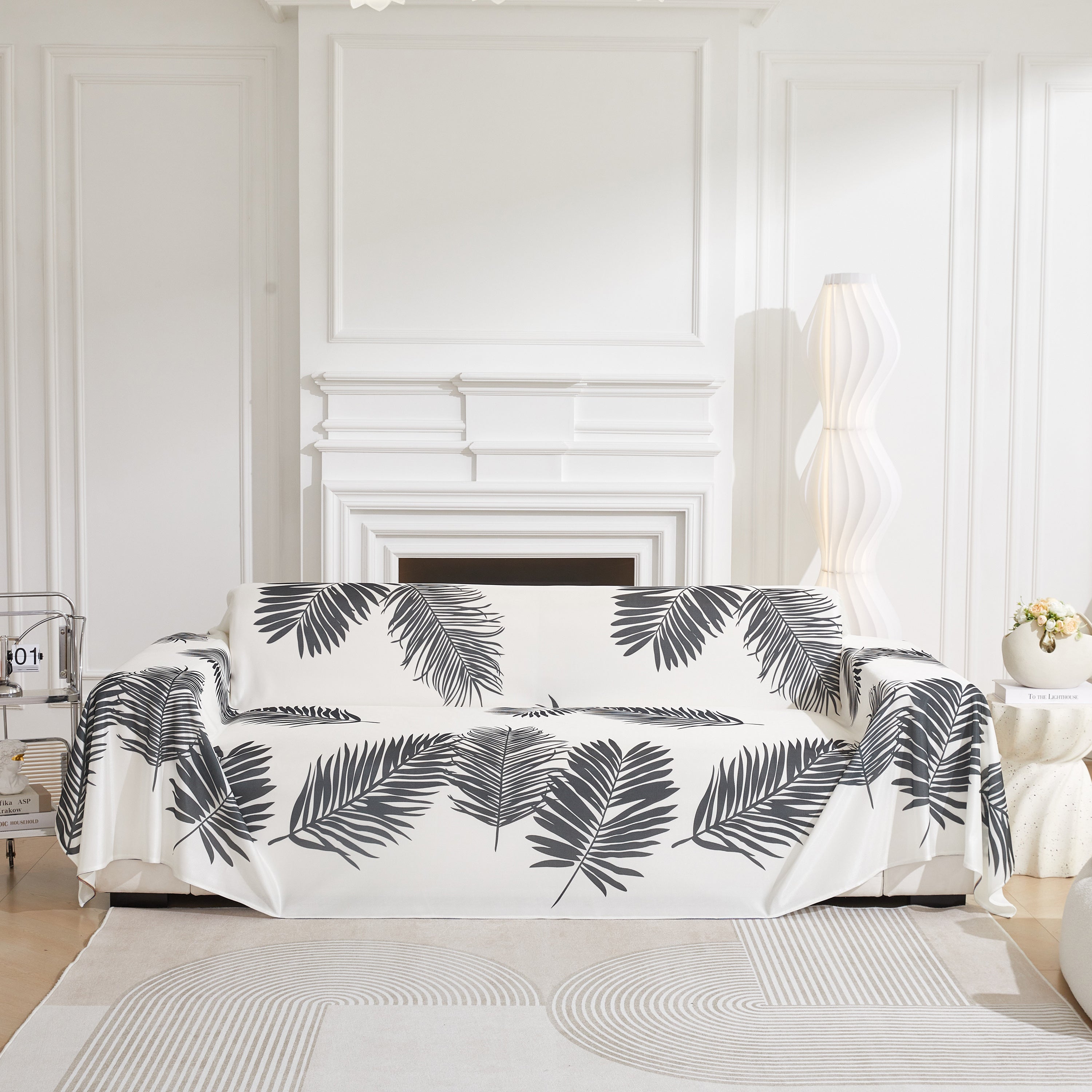 Leaf Printed Slipcover Sofa Covers, Universal Couch Throw Cover, Pets Furniture Protector for Home Decor