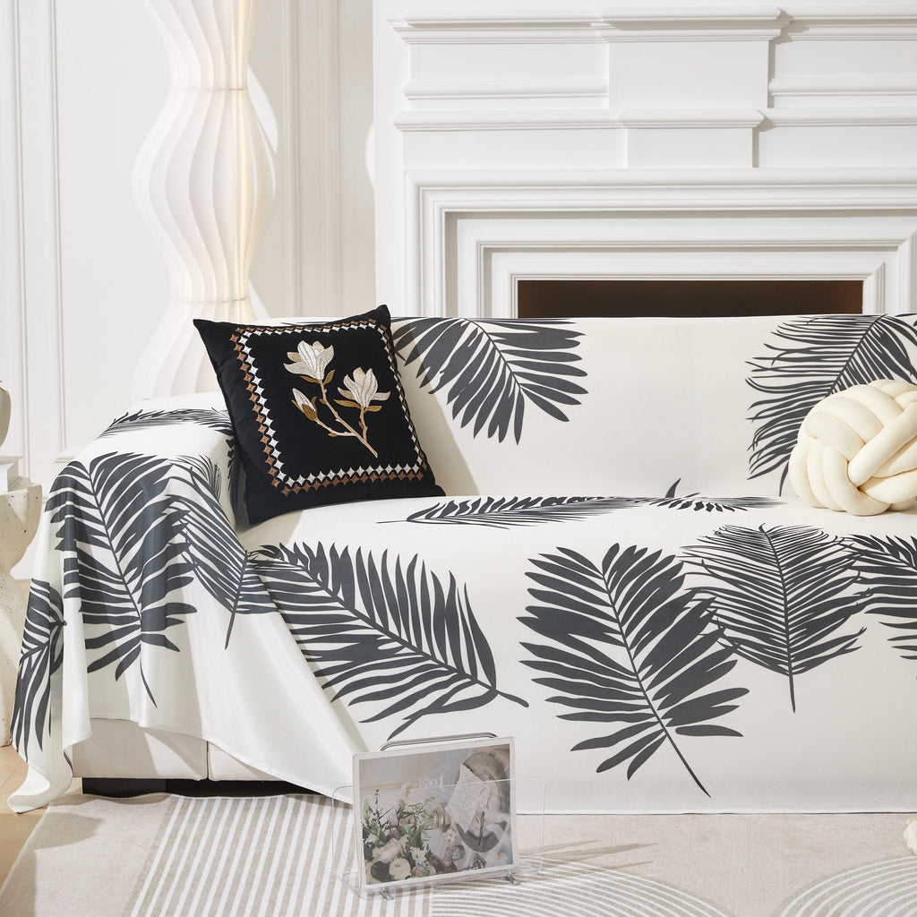 Leaf Printed Slipcover Sofa Covers, Universal Couch Throw Cover, Pets Furniture Protector for Home Decor