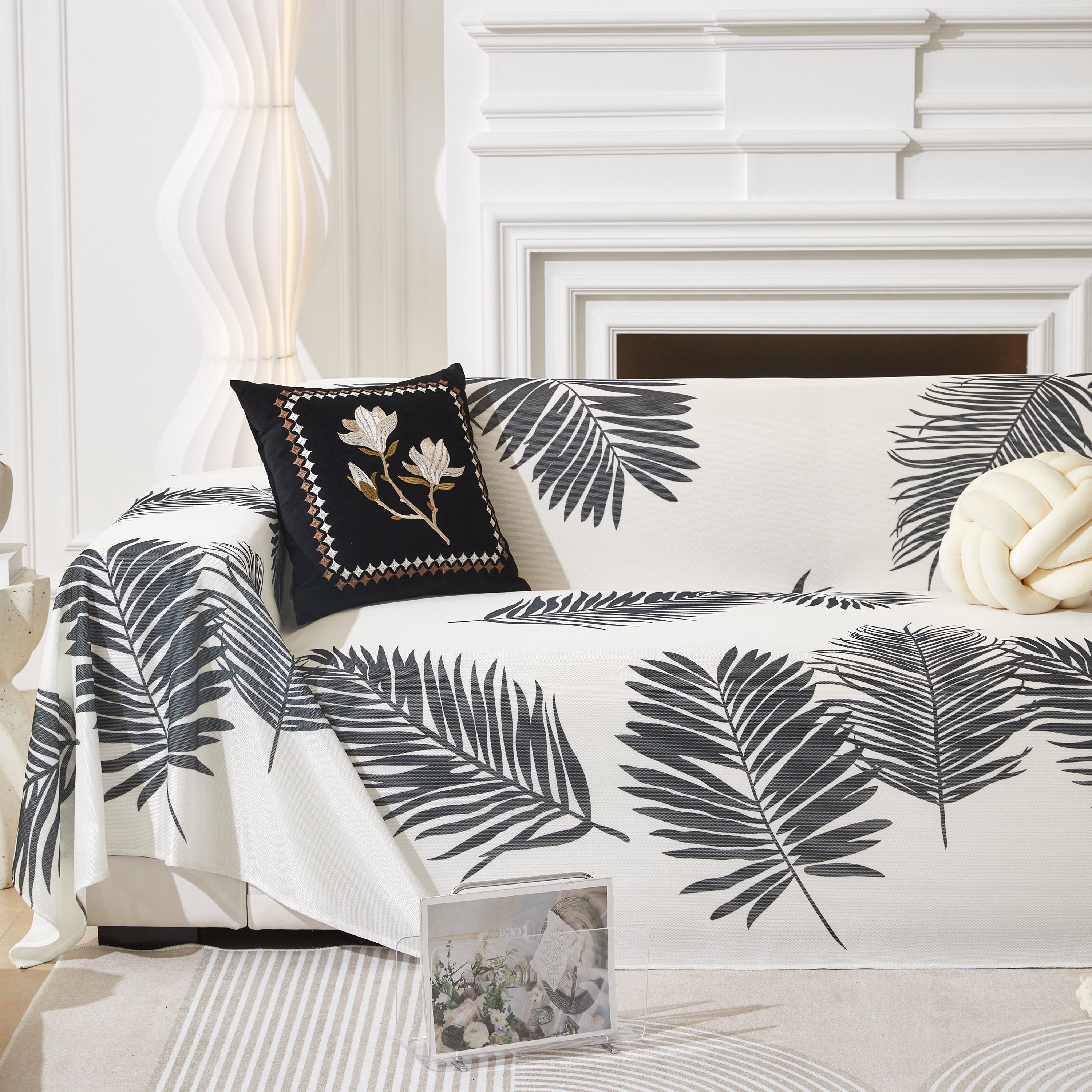 Leaf Printed Slipcover Sofa Covers, Universal Couch Throw Cover, Pets Furniture Protector for Home Decor