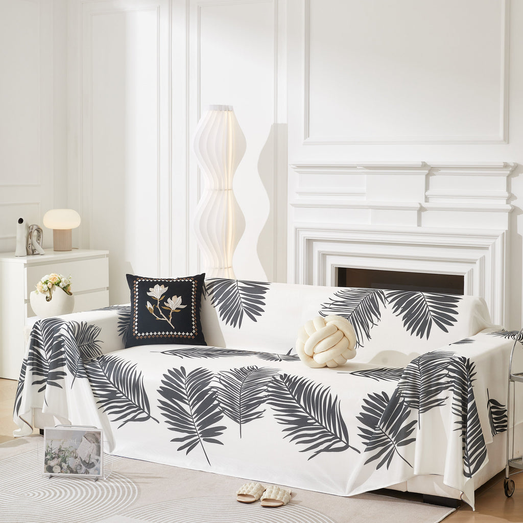 Leaf Printed Slipcover Sofa Covers, Universal Couch Throw Cover, Pets Furniture Protector for Home Decor