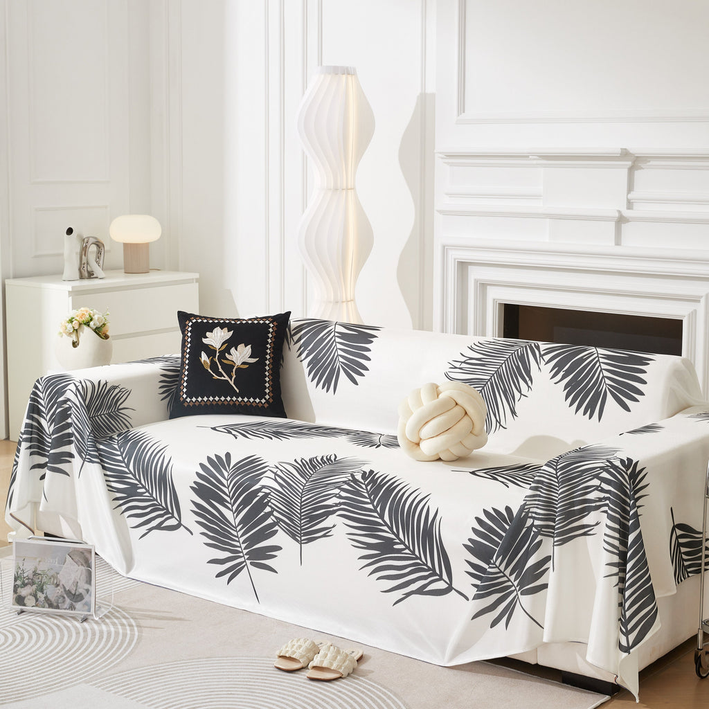 Leaf Printed Slipcover Sofa Covers, Universal Couch Throw Cover, Pets Furniture Protector for Home Decor