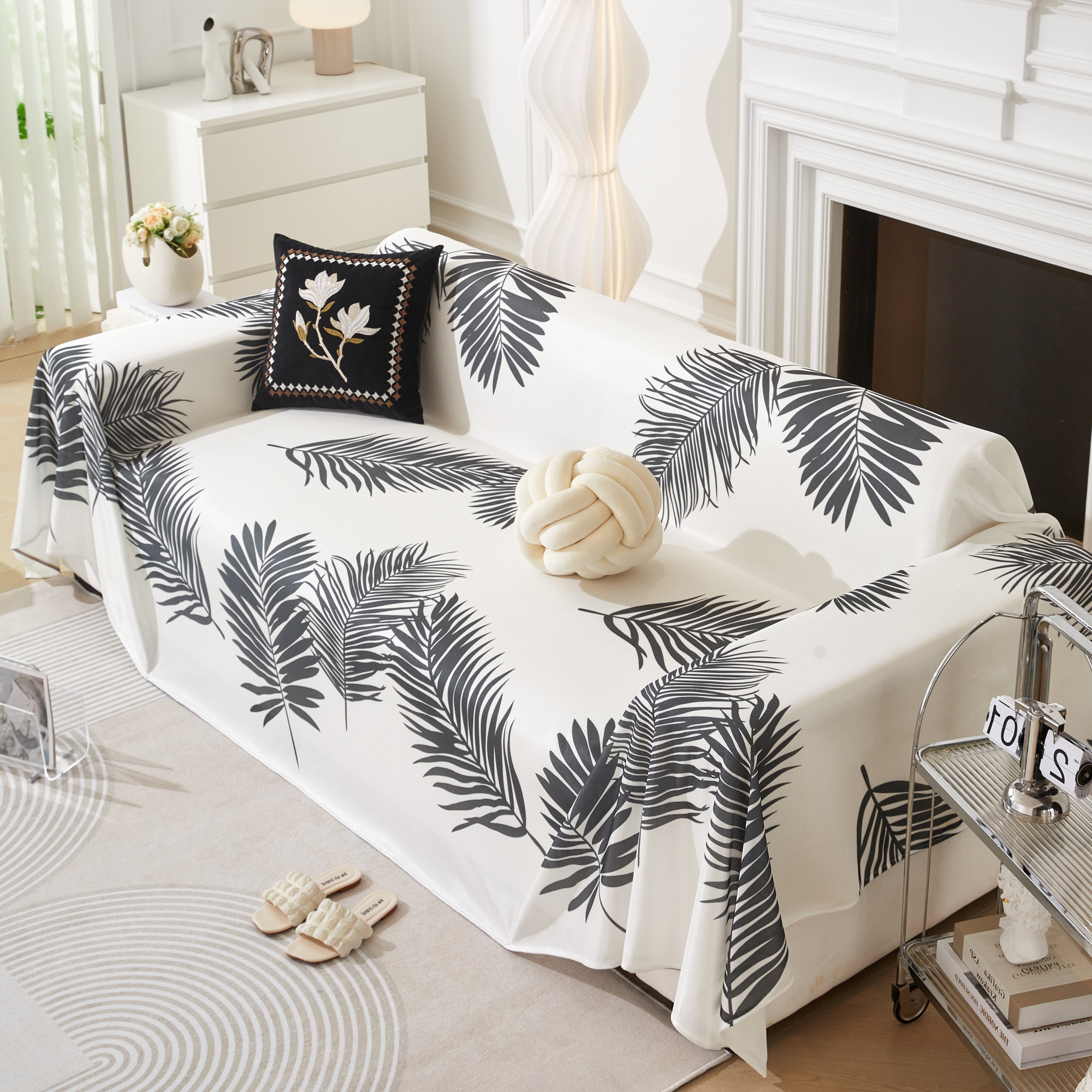 Leaf Printed Slipcover Sofa Covers, Universal Couch Throw Cover, Pets Furniture Protector for Home Decor