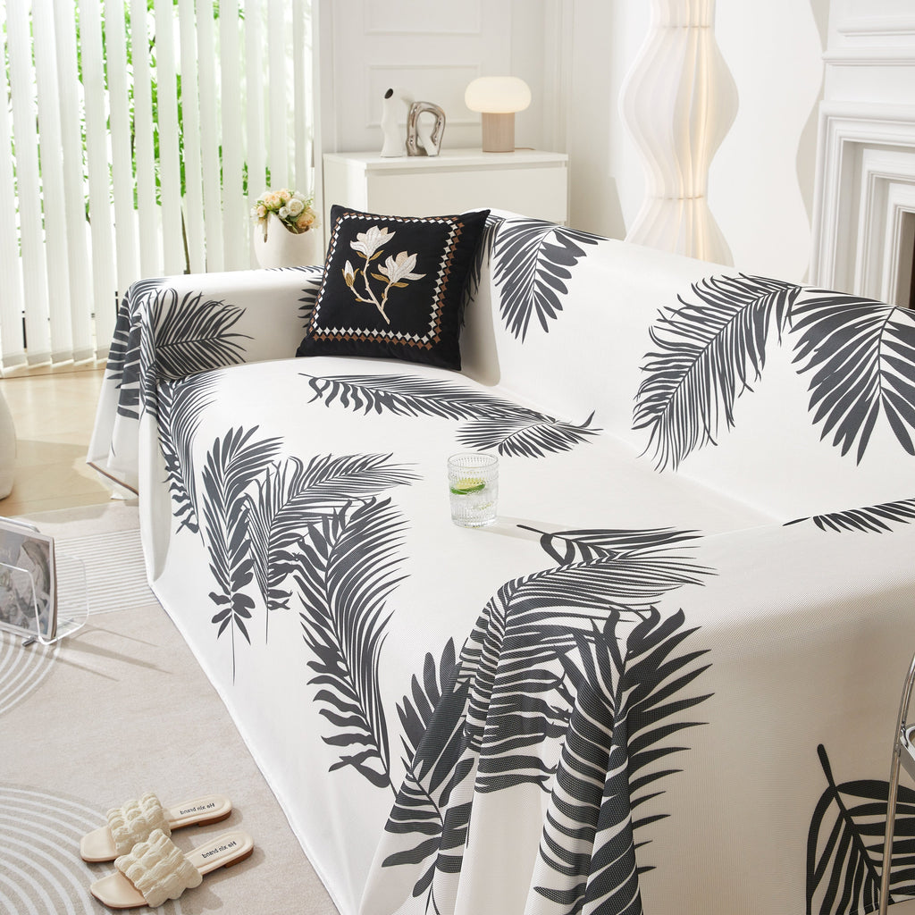 Leaf Printed Slipcover Sofa Covers, Universal Couch Throw Cover, Pets Furniture Protector for Home Decor