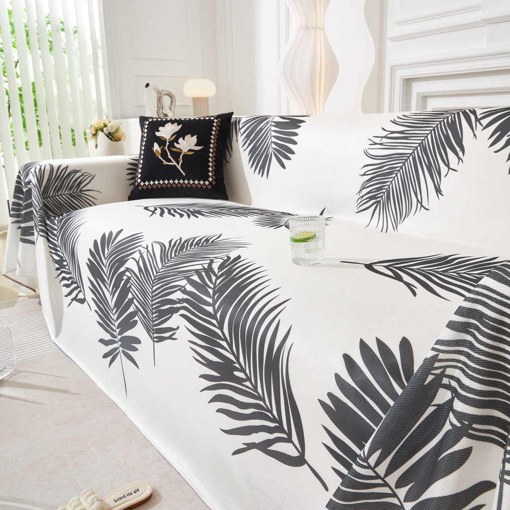 Leaf Printed Slipcover Sofa Covers, Universal Couch Throw Cover, Pets Furniture Protector for Home Decor